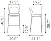 Ace Barstool (Set of 2) Light Pink & Silver - Cozy Roots Decor