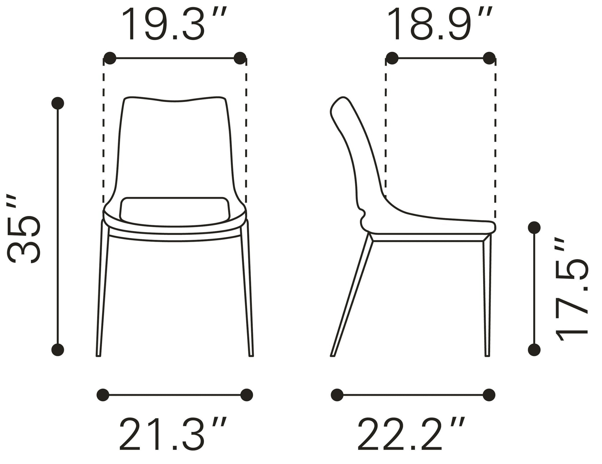 Ace Dining Chair (Set of 2) Brown & Walnut - Cozy Roots Decor