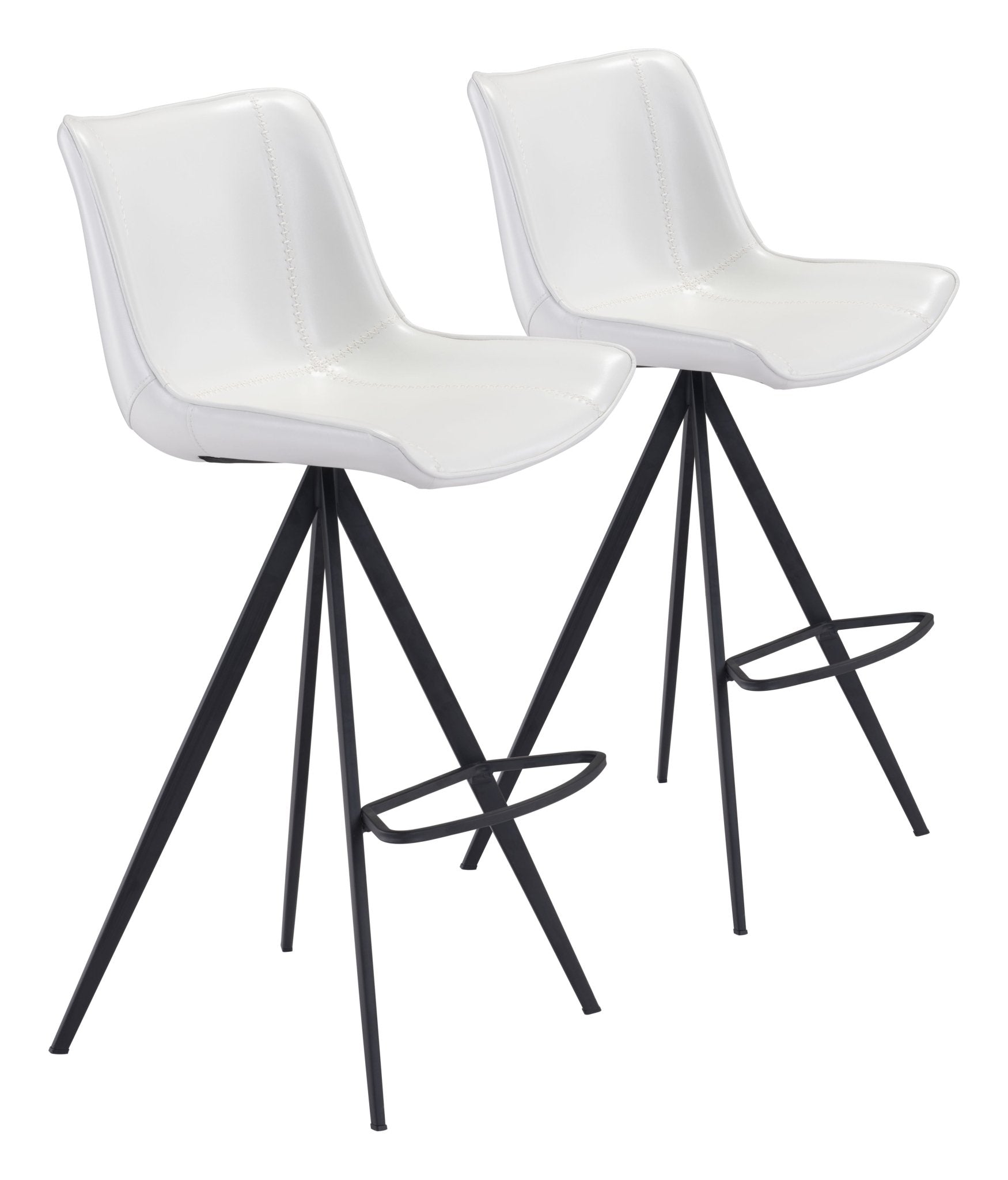 Aki Barstool (Set of 2) White & Black - Cozy Roots Decor