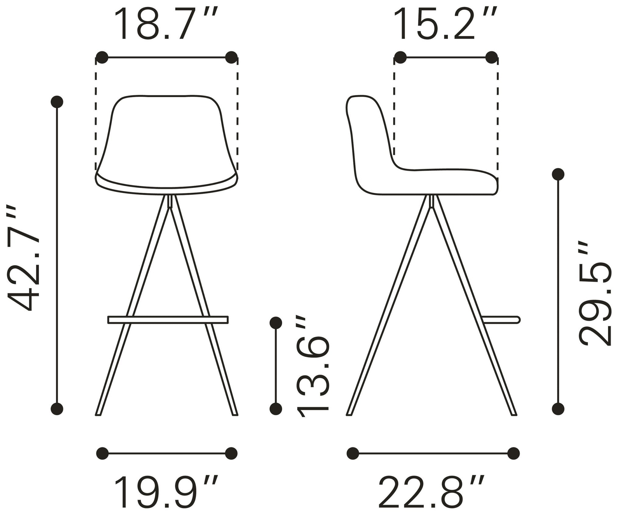 Aki Barstool (Set of 2) White & Black - Cozy Roots Decor
