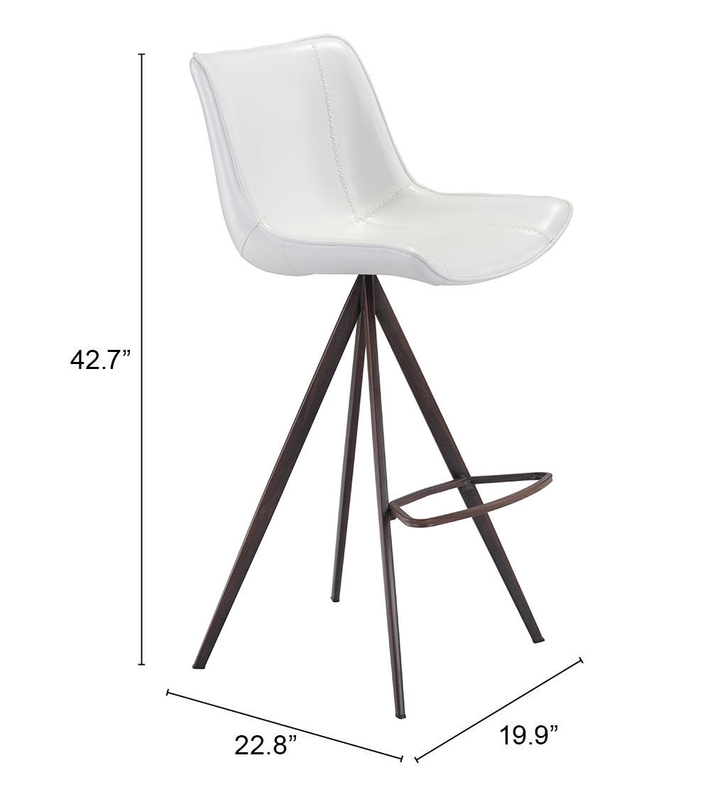 Aki Barstool (Set of 2) White & Walnut - Cozy Roots Decor