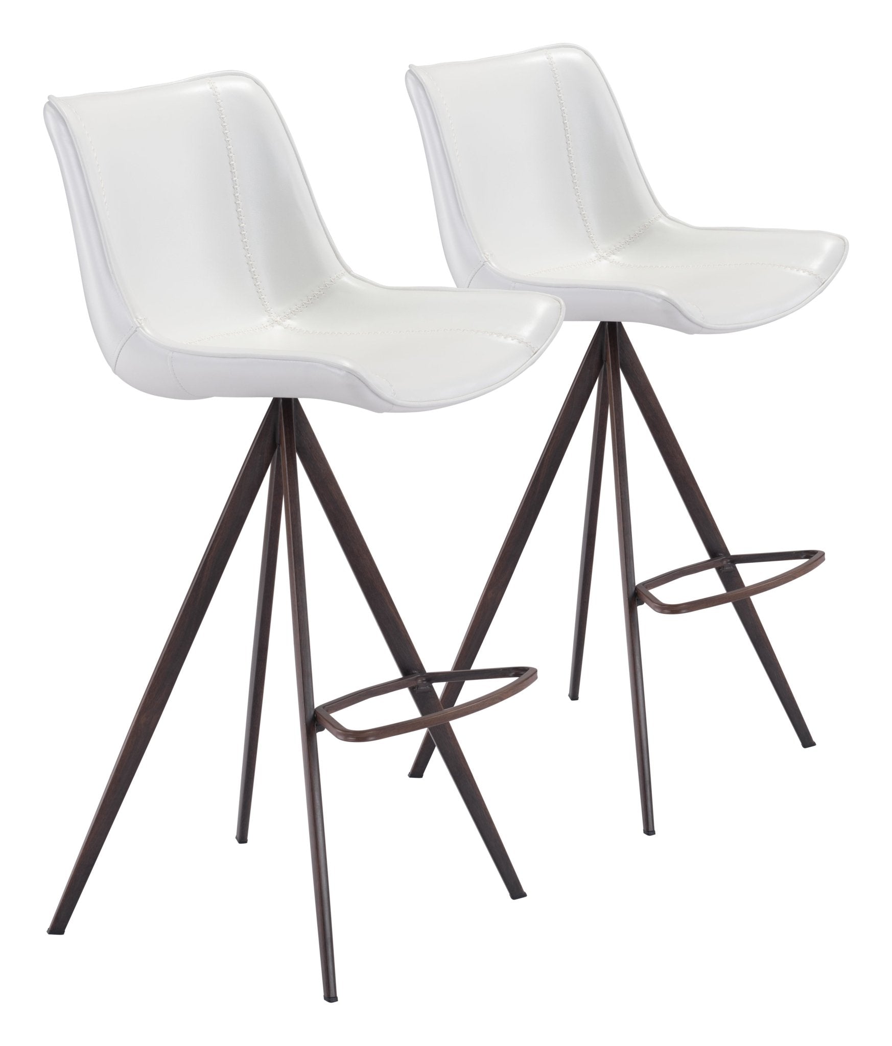 Aki Barstool (Set of 2) White & Walnut - Cozy Roots Decor