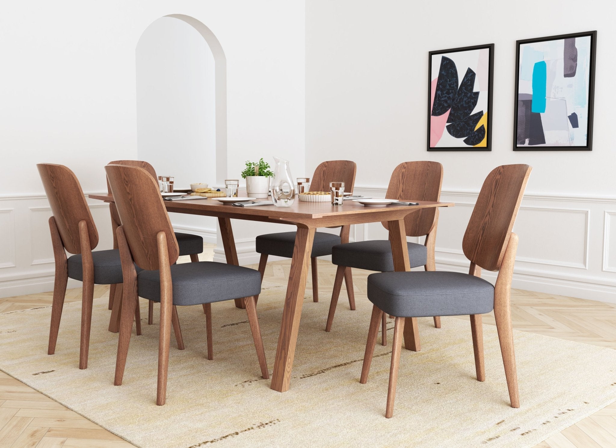 Alberta Dining Chair (Set of 2) Walnut & Dark Gray - Cozy Roots Decor
