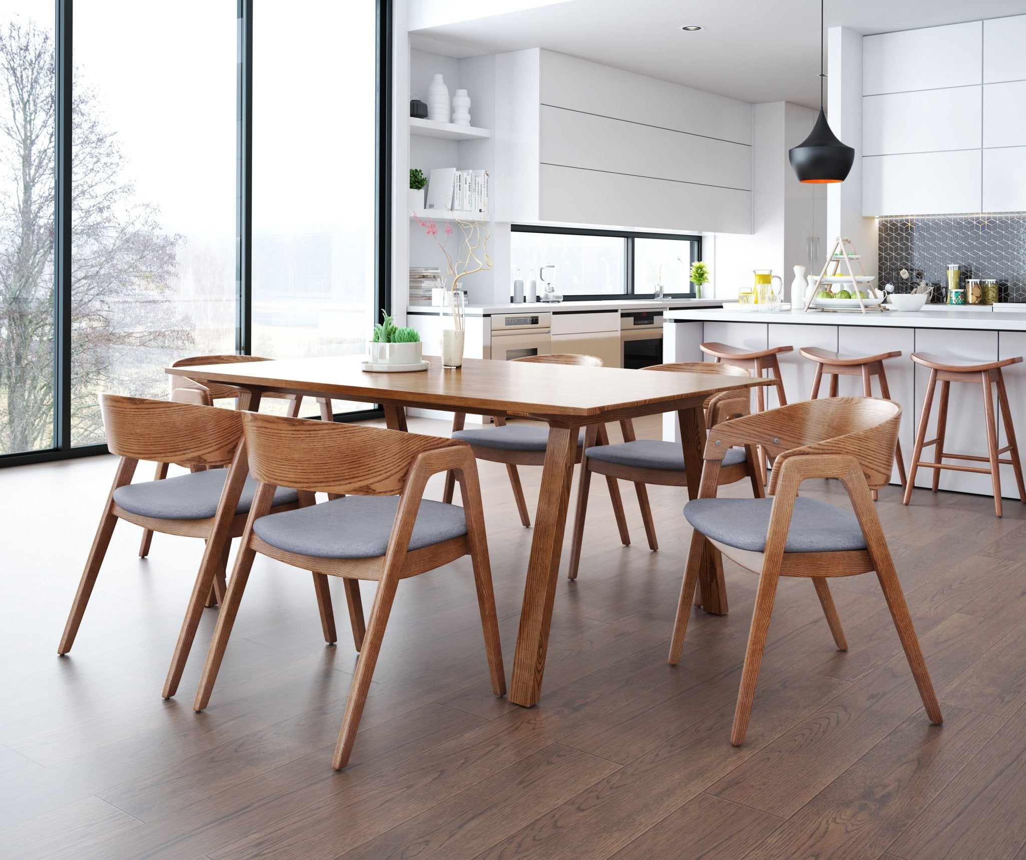 Alden Dining Arm Chair (Set of 2) Walnut & Dark Gray - Cozy Roots Decor