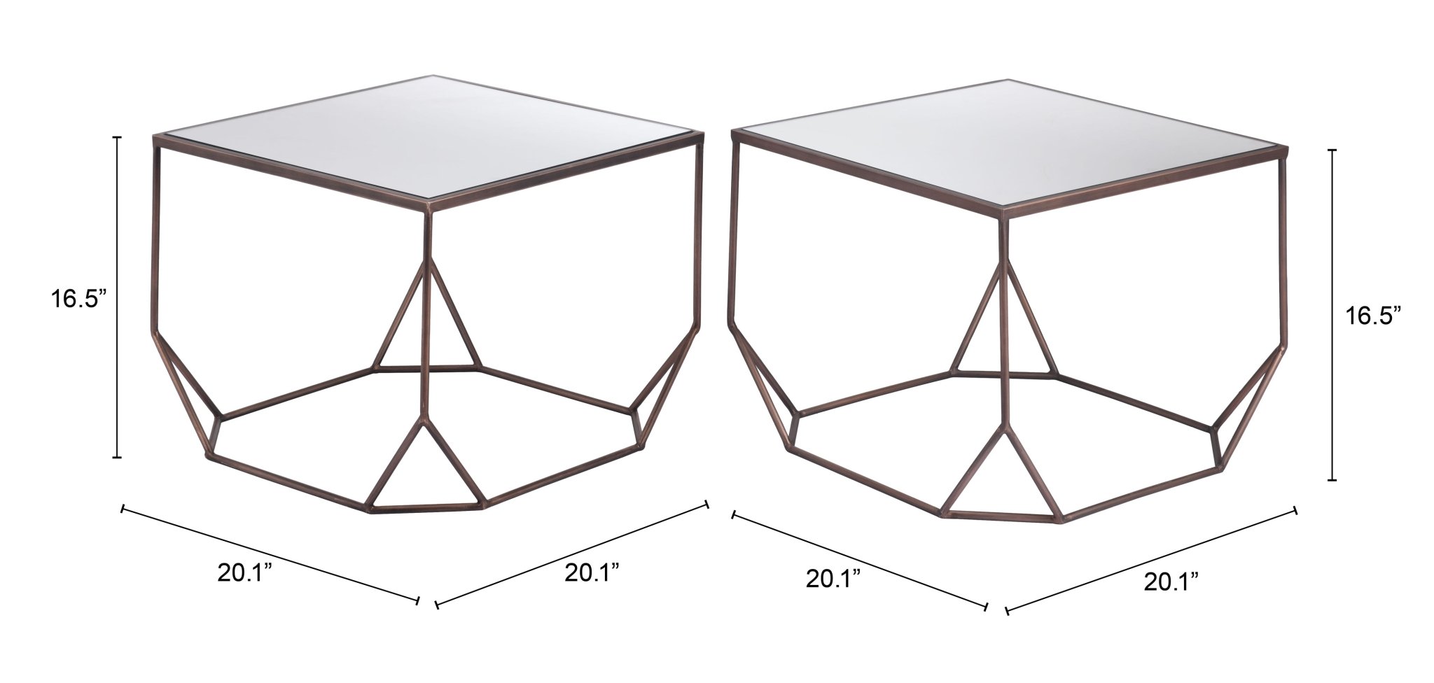 Arzon Coffee Table Set (2 - Piece) Bronze - Cozy Roots Decor
