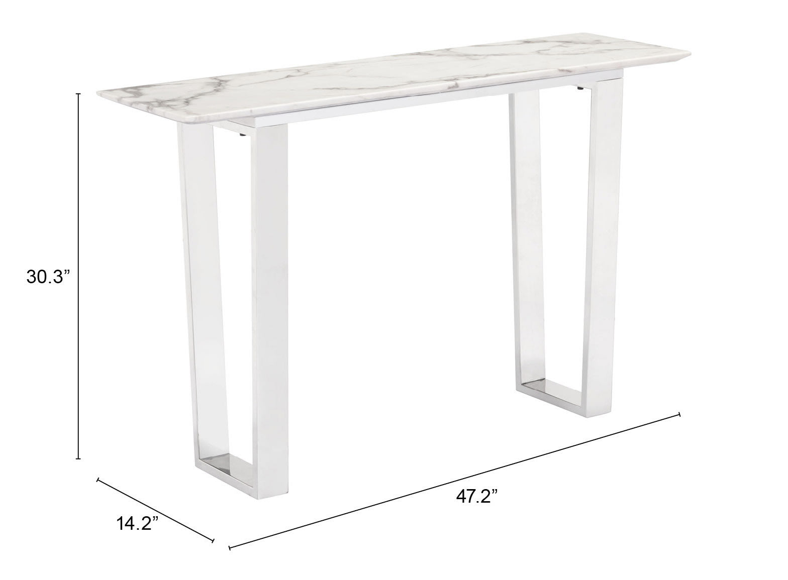 Atlas Console Table White & Silver - Cozy Roots Decor