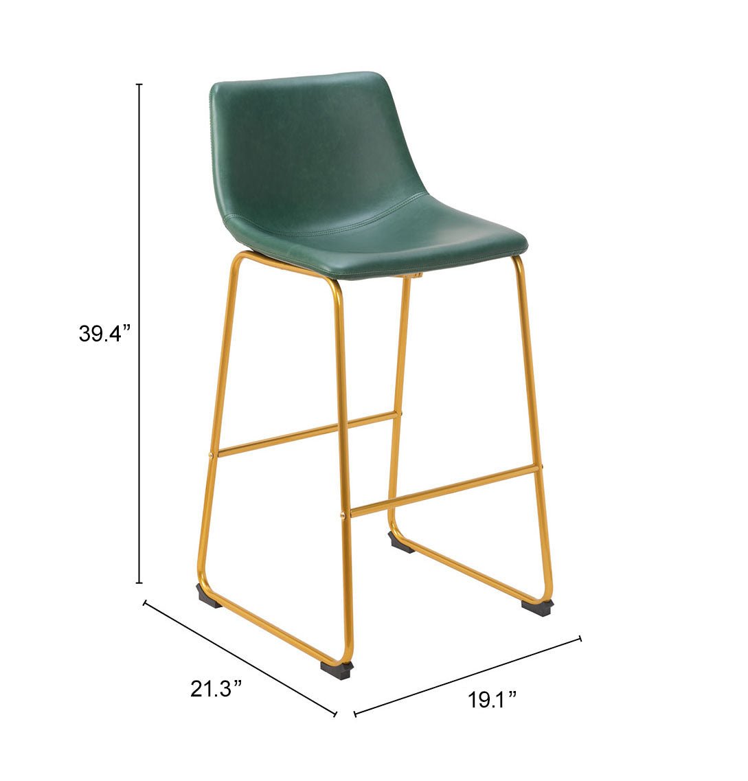 Augusta Barstool (Set of 2) Green & Gold - Cozy Roots Decor