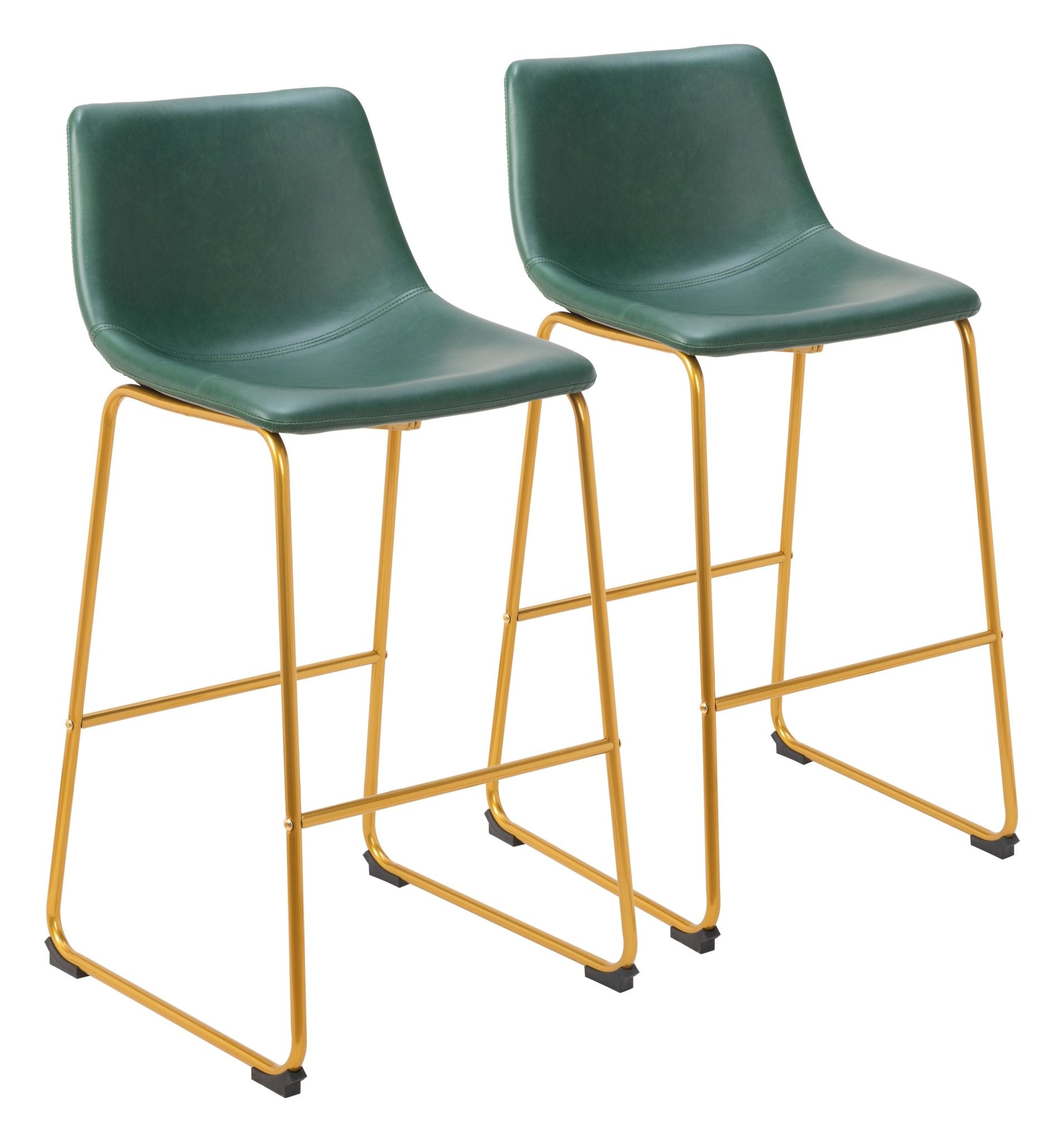 Augusta Barstool (Set of 2) Green & Gold - Cozy Roots Decor
