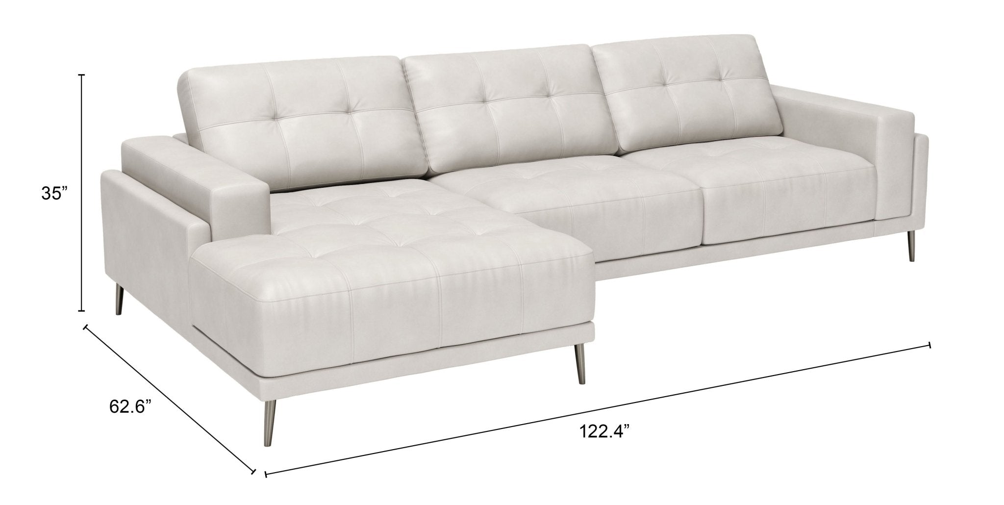 Bliss LAF Chaise Sectional Beige - Cozy Roots Decor