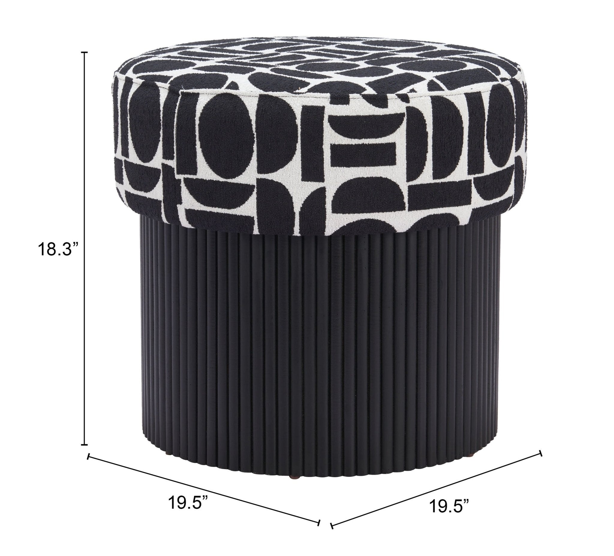 Boto Storage Ottoman Black & White - Cozy Roots Decor