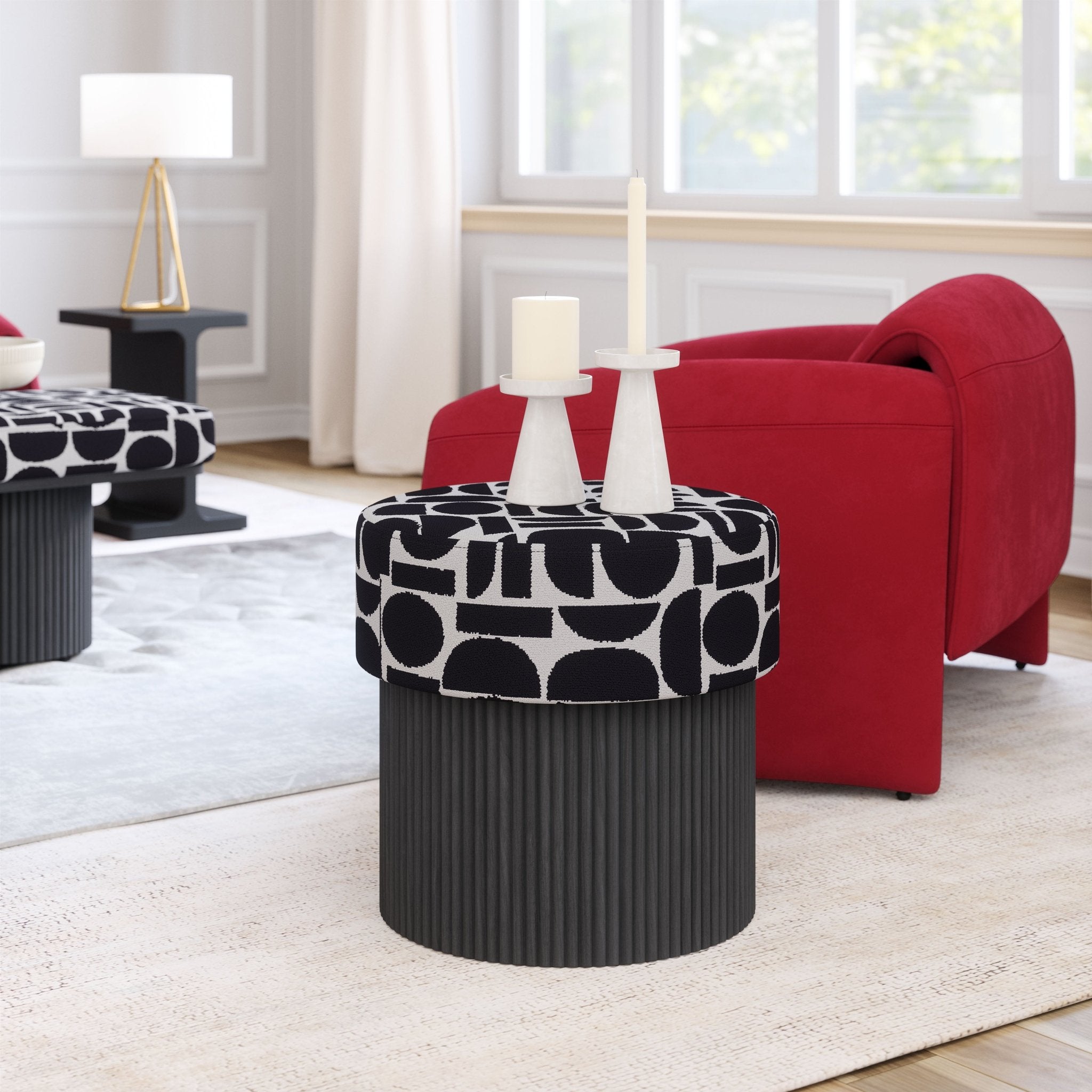 Boto Storage Ottoman Black & White - Cozy Roots Decor