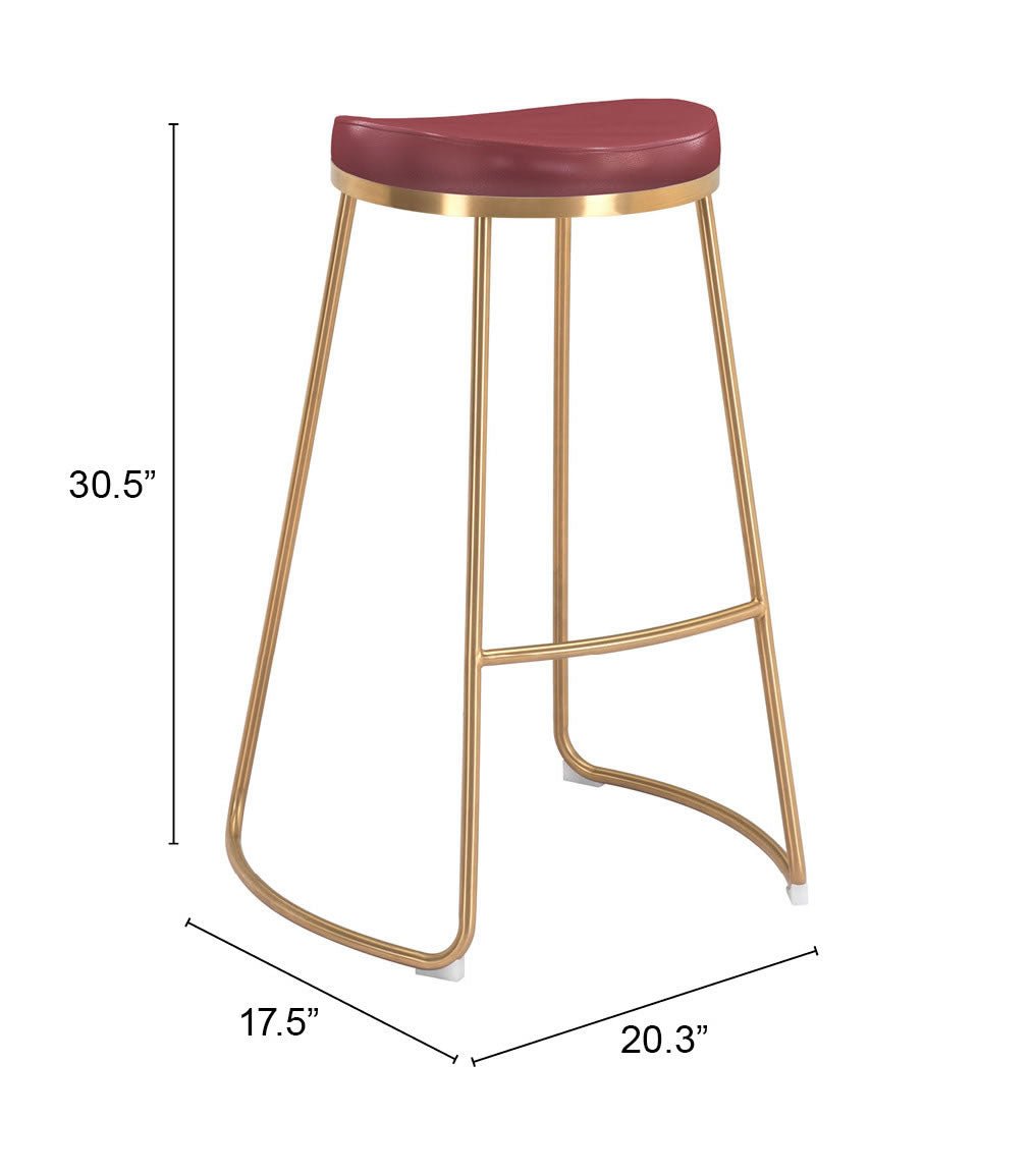 Bree Barstool (Set of 2) Burgundy & Gold - Cozy Roots Decor