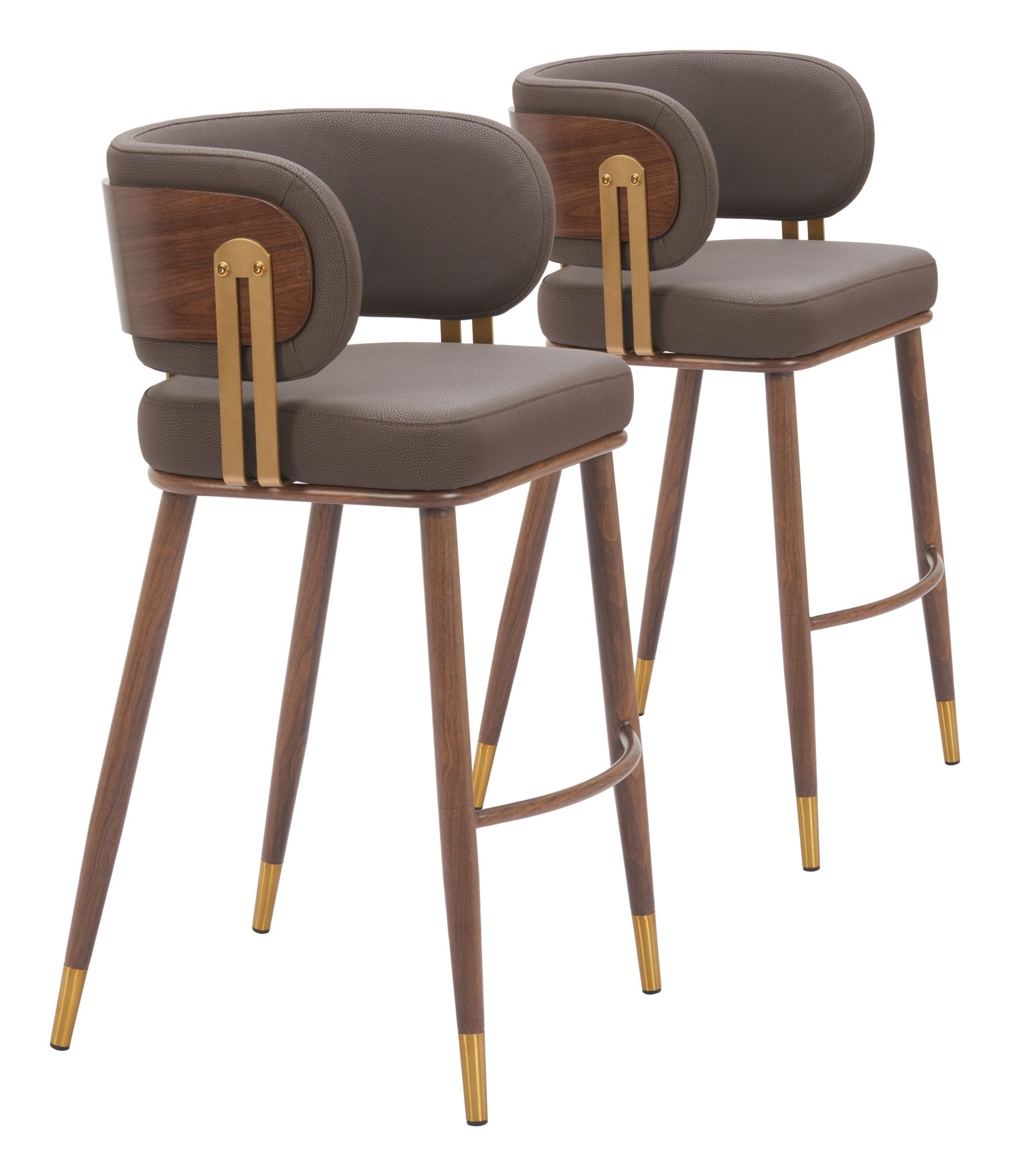Brew Barstool (Set of 2) Brown & Walnut - Cozy Roots Decor