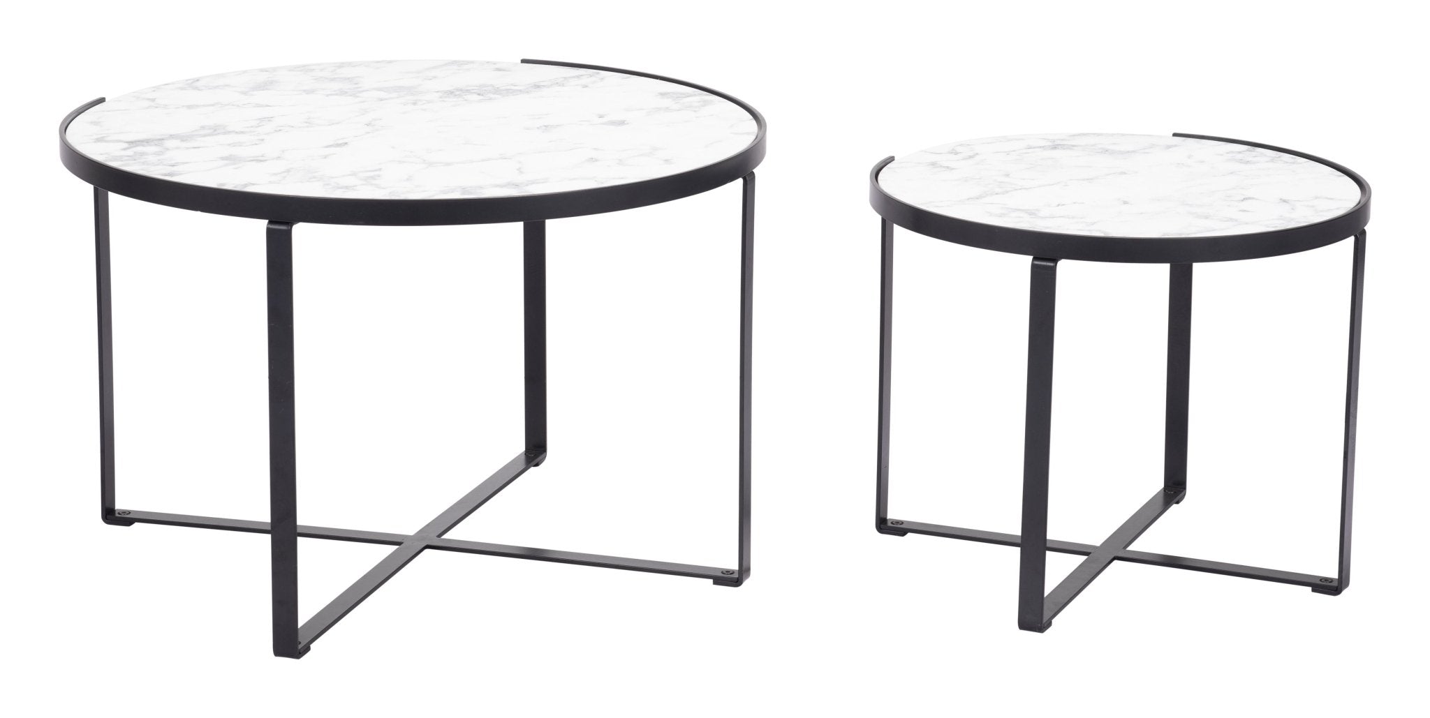 Brioche Coffee Table Set (2 - Piece) White & Black - Cozy Roots Decor