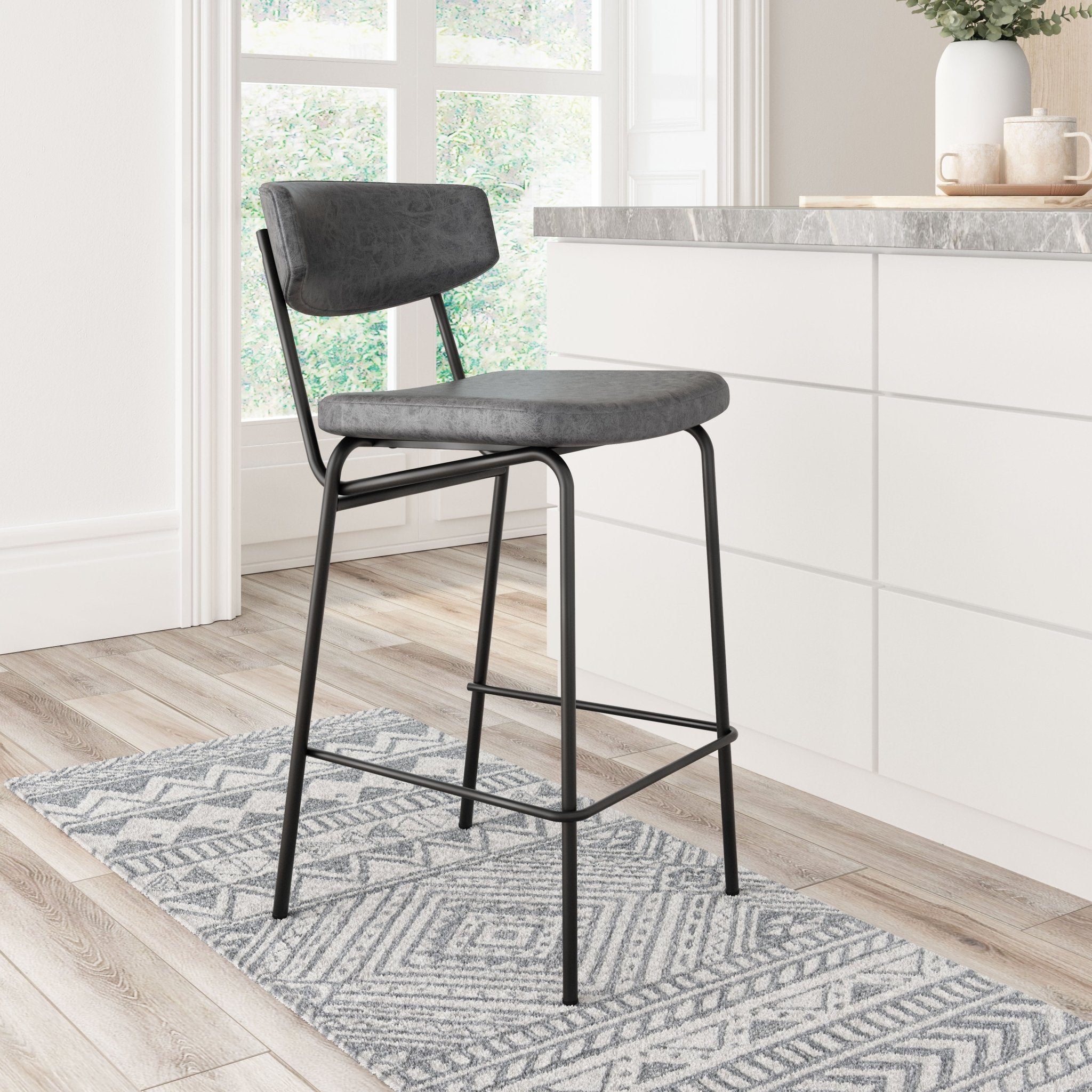Charon Counter Stool (Set of 2) Vintage Black - Cozy Roots Decor