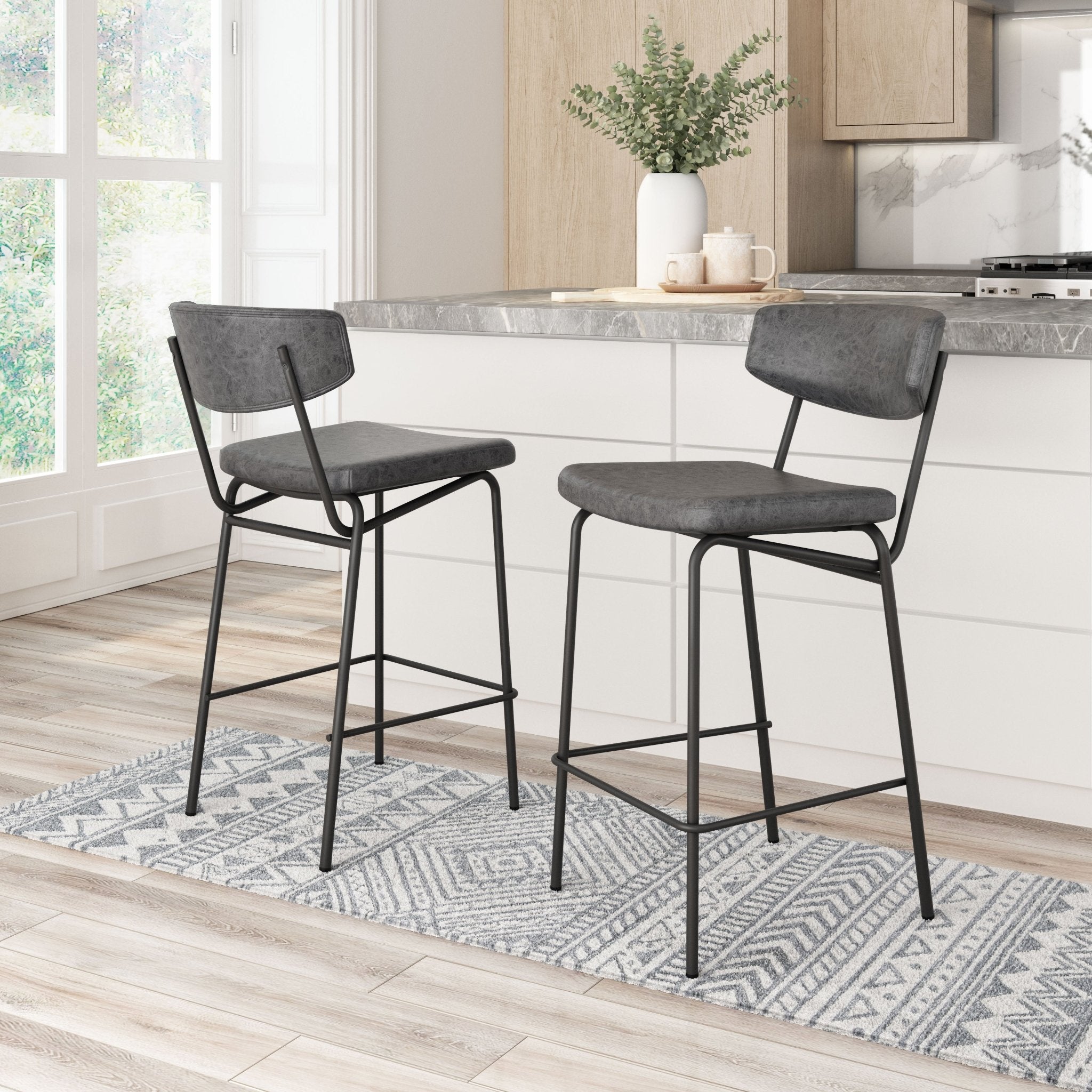 Charon Counter Stool (Set of 2) Vintage Black - Cozy Roots Decor