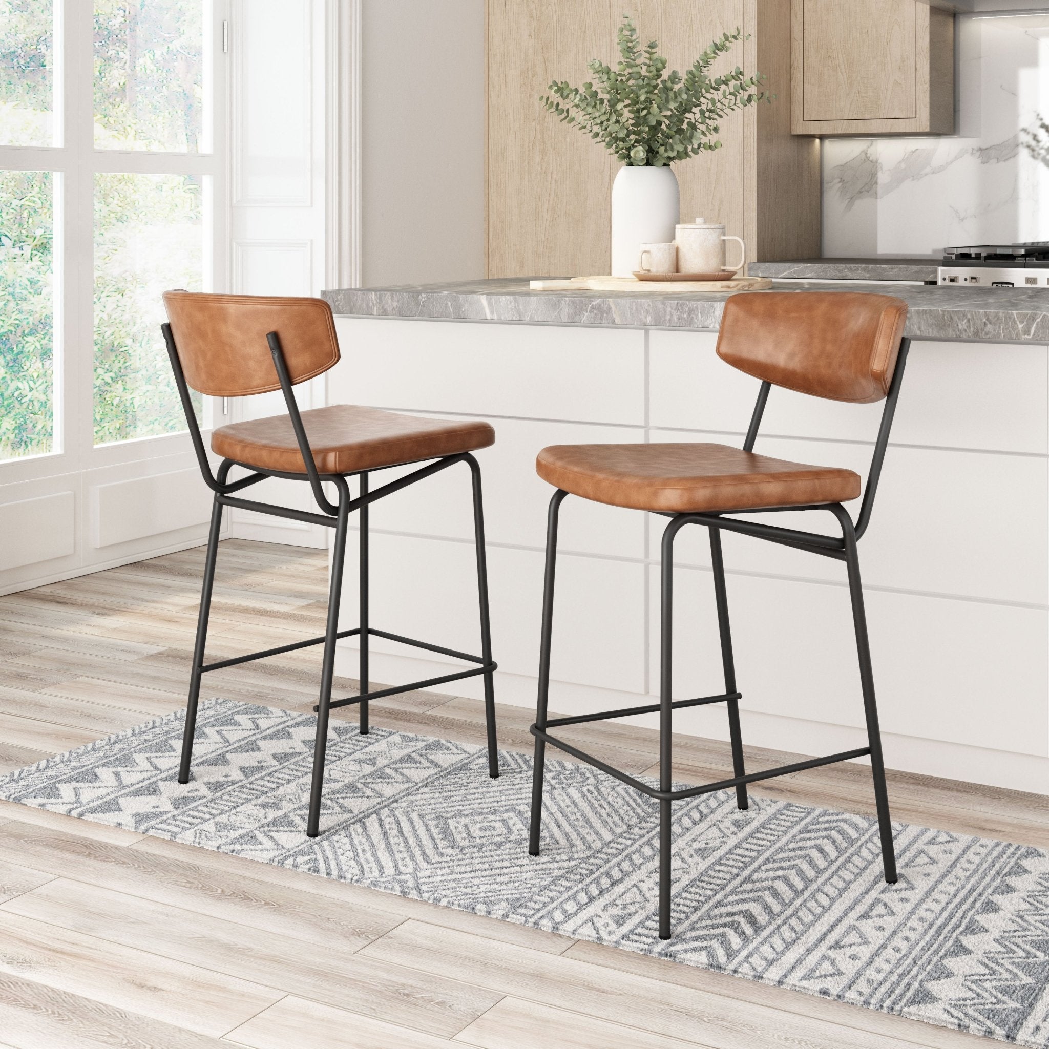 Charon Counter Stool (Set of 2) Vintage Brown - Cozy Roots Decor