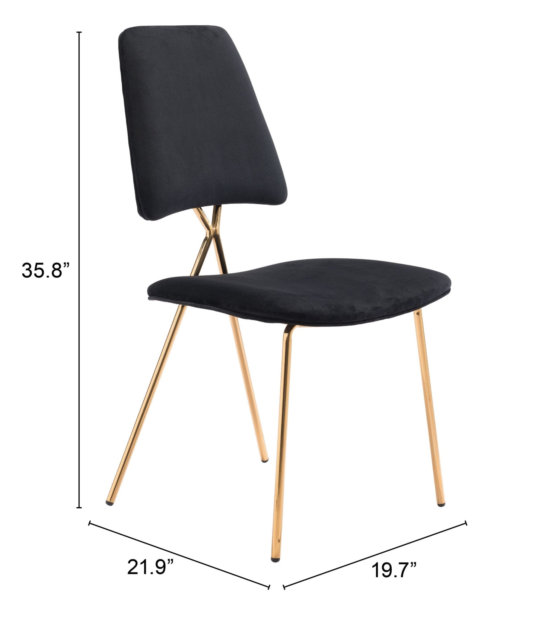 Chloe Dining Chair (Set of 2) Black & Gold - Cozy Roots Decor