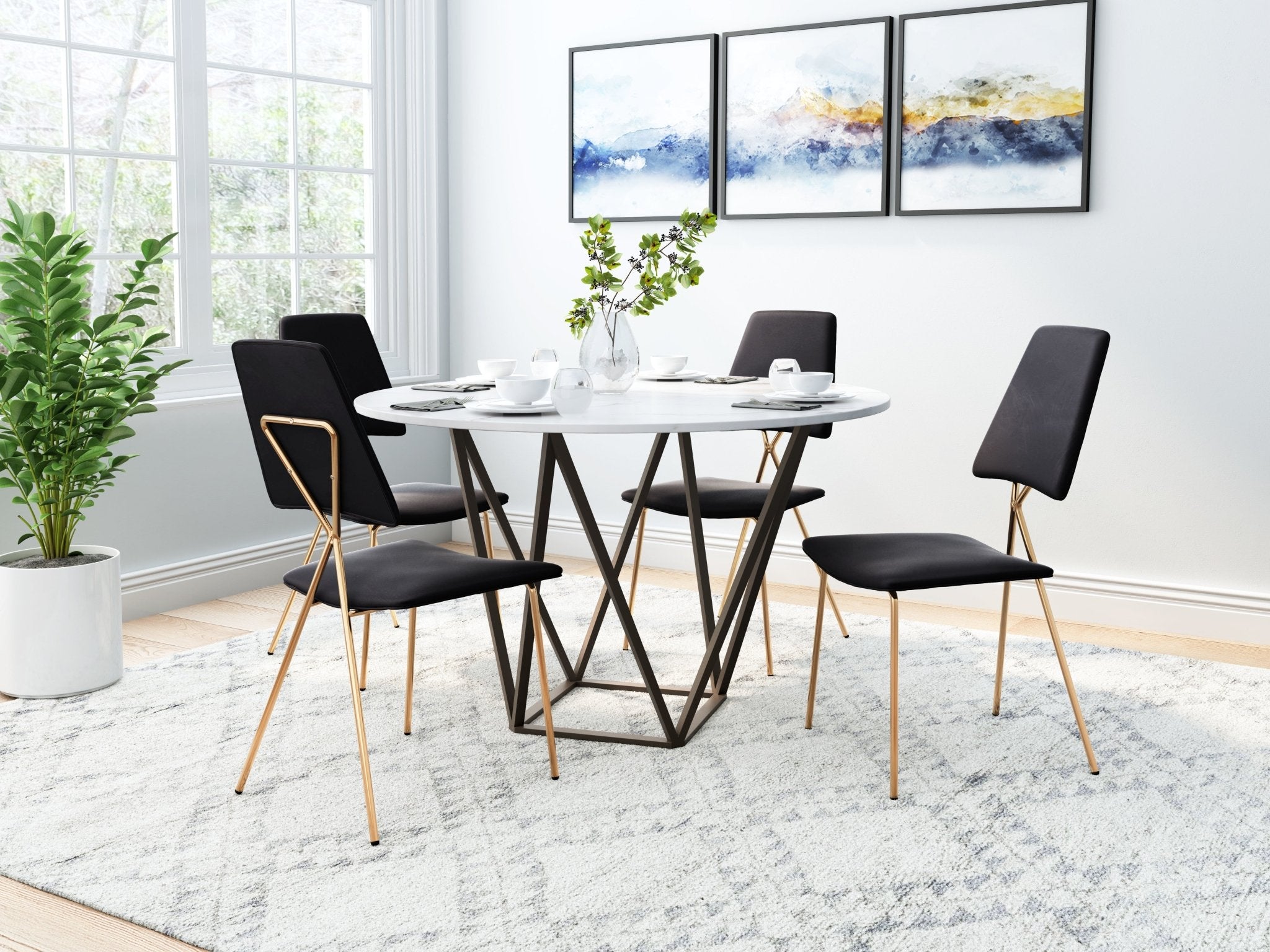 Chloe Dining Chair (Set of 2) Black & Gold - Cozy Roots Decor