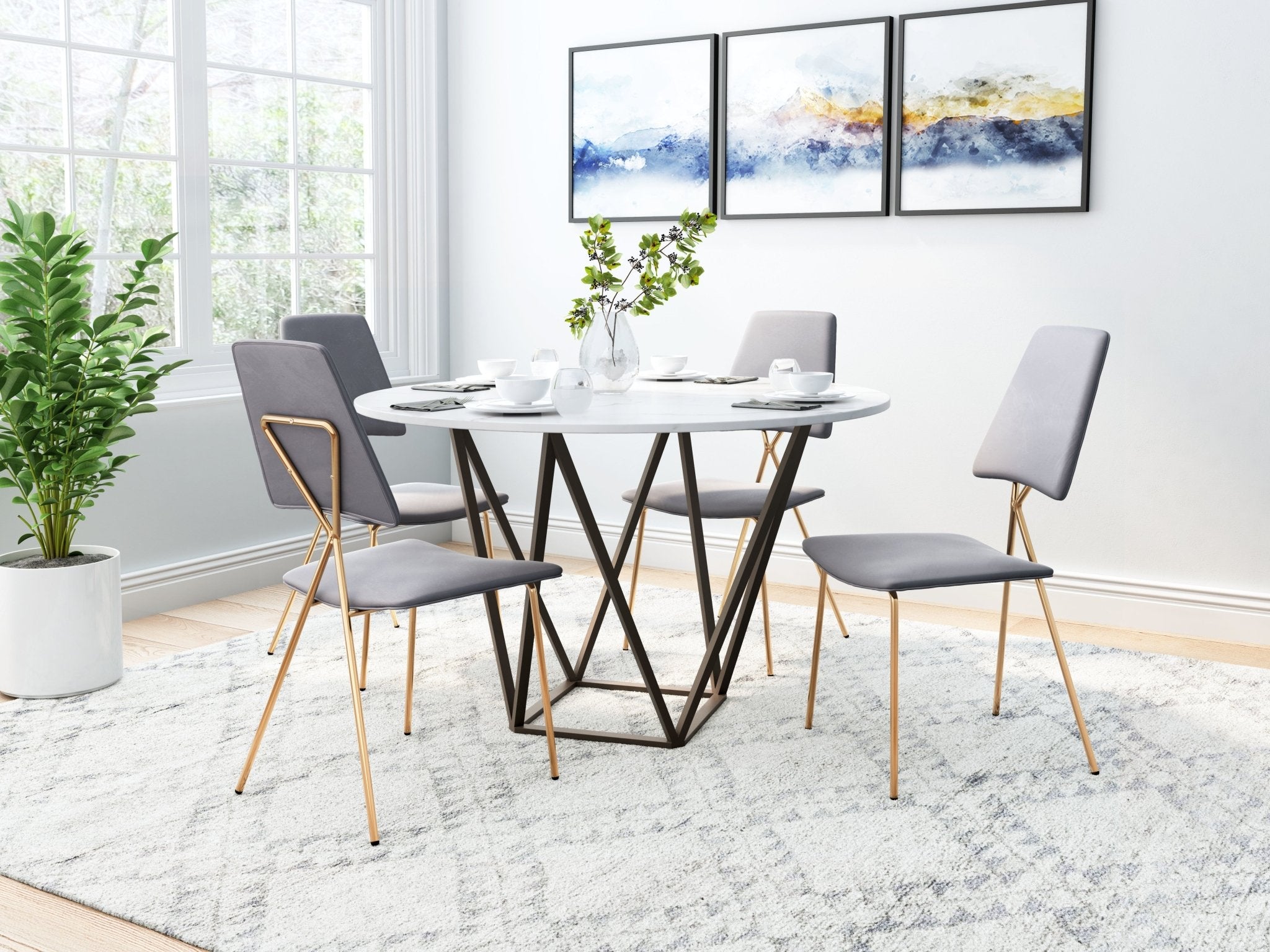 Chloe Dining Chair (Set of 2) Gray & Gold - Cozy Roots Decor