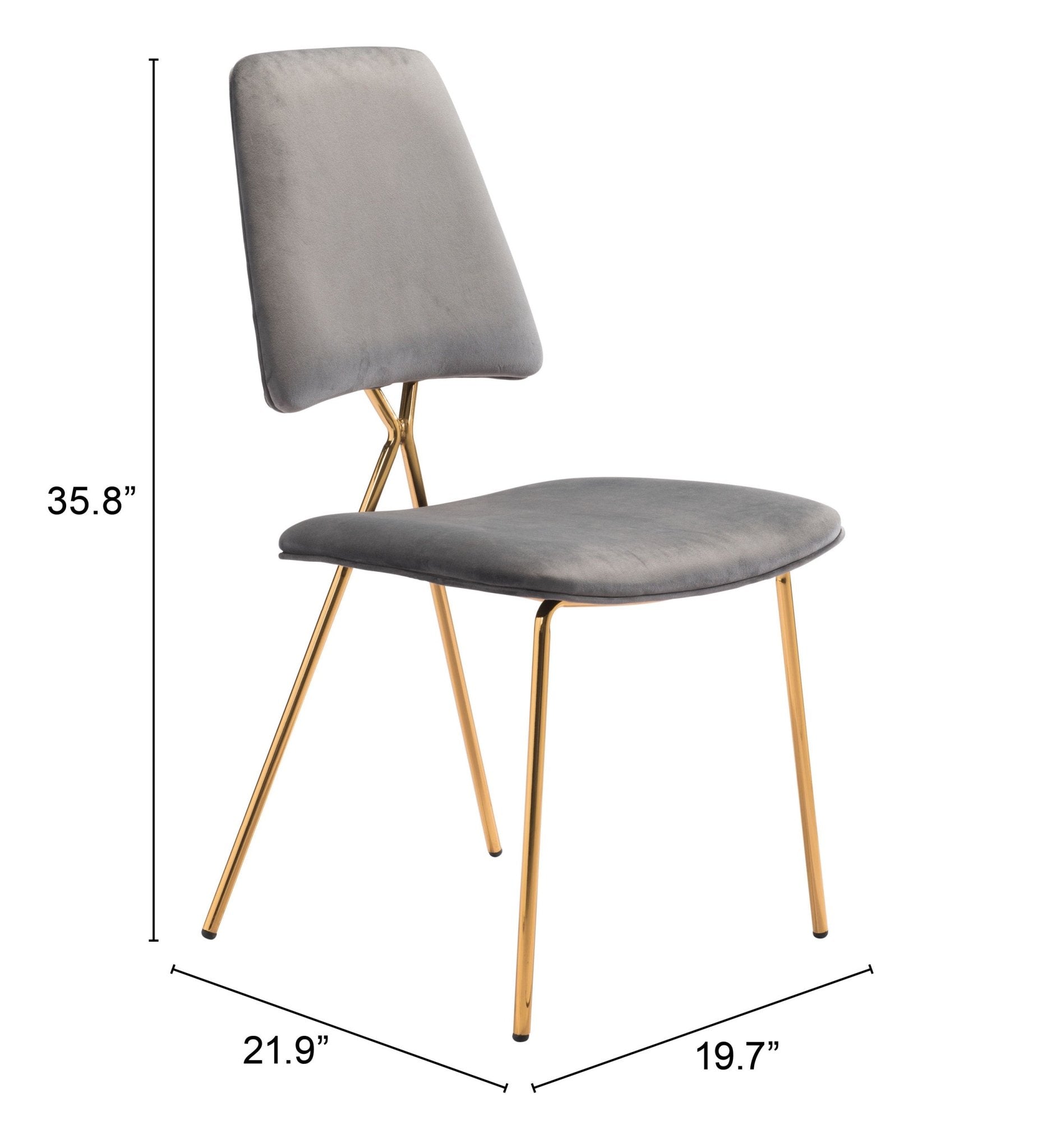 Chloe Dining Chair (Set of 2) Gray & Gold - Cozy Roots Decor