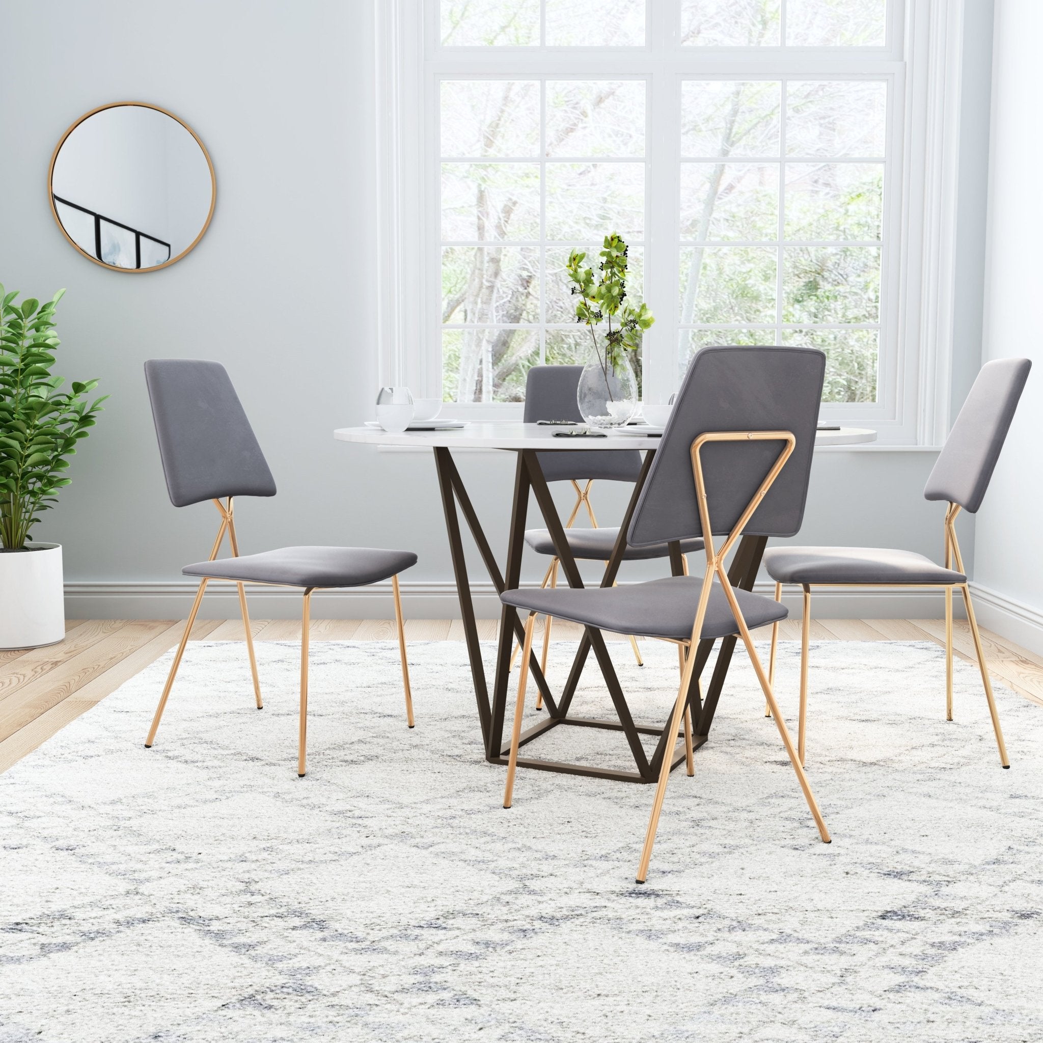 Chloe Dining Chair (Set of 2) Gray & Gold - Cozy Roots Decor