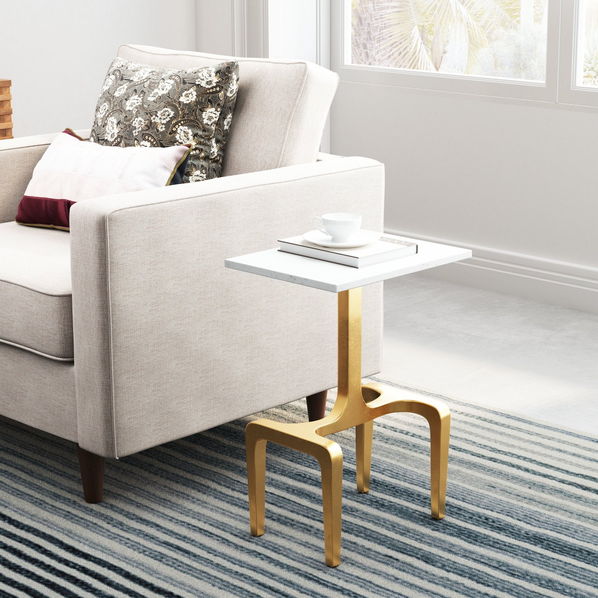 Clement Side Table White & Gold - Cozy Roots Decor