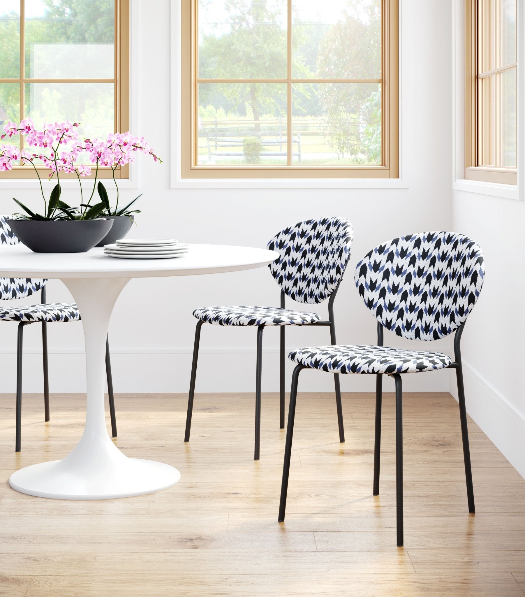 Clyde Dining Chair (Set of 2) Geometric Print & Black - Cozy Roots Decor