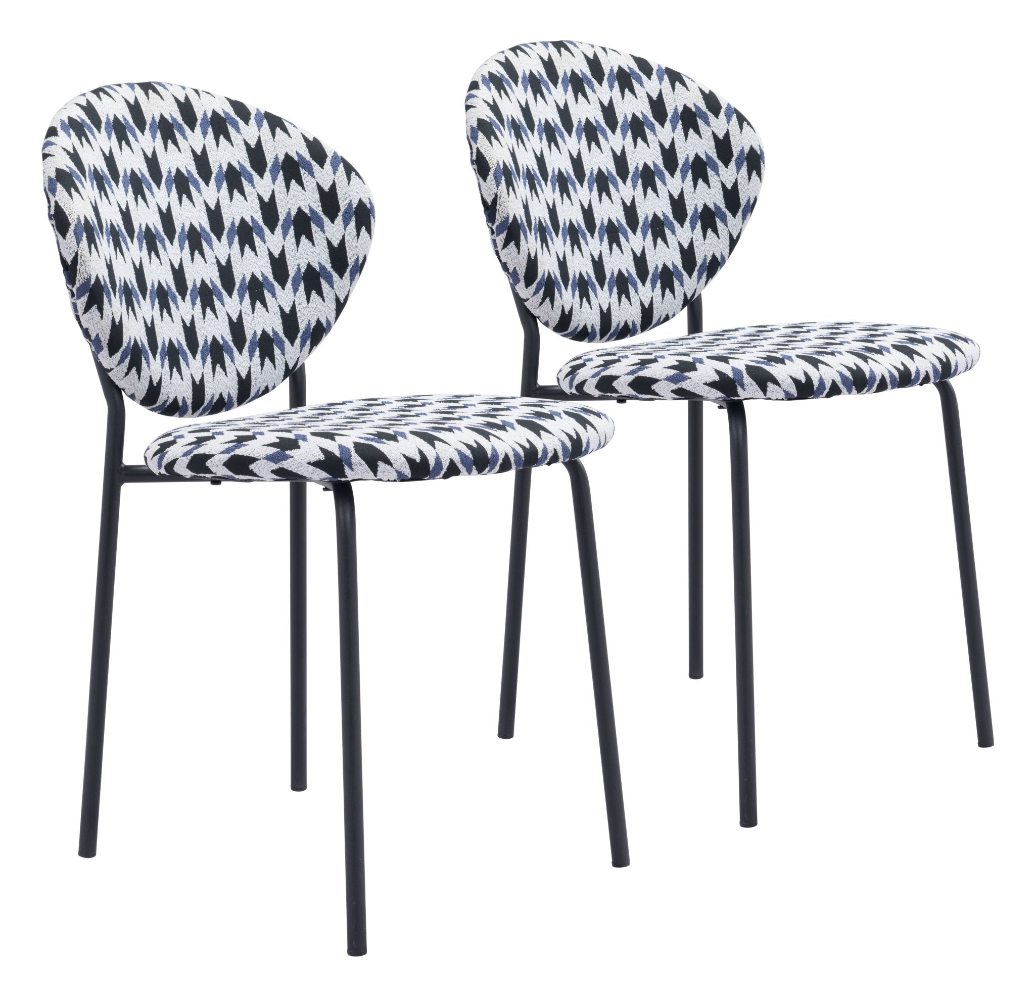 Clyde Dining Chair (Set of 2) Geometric Print & Black - Cozy Roots Decor