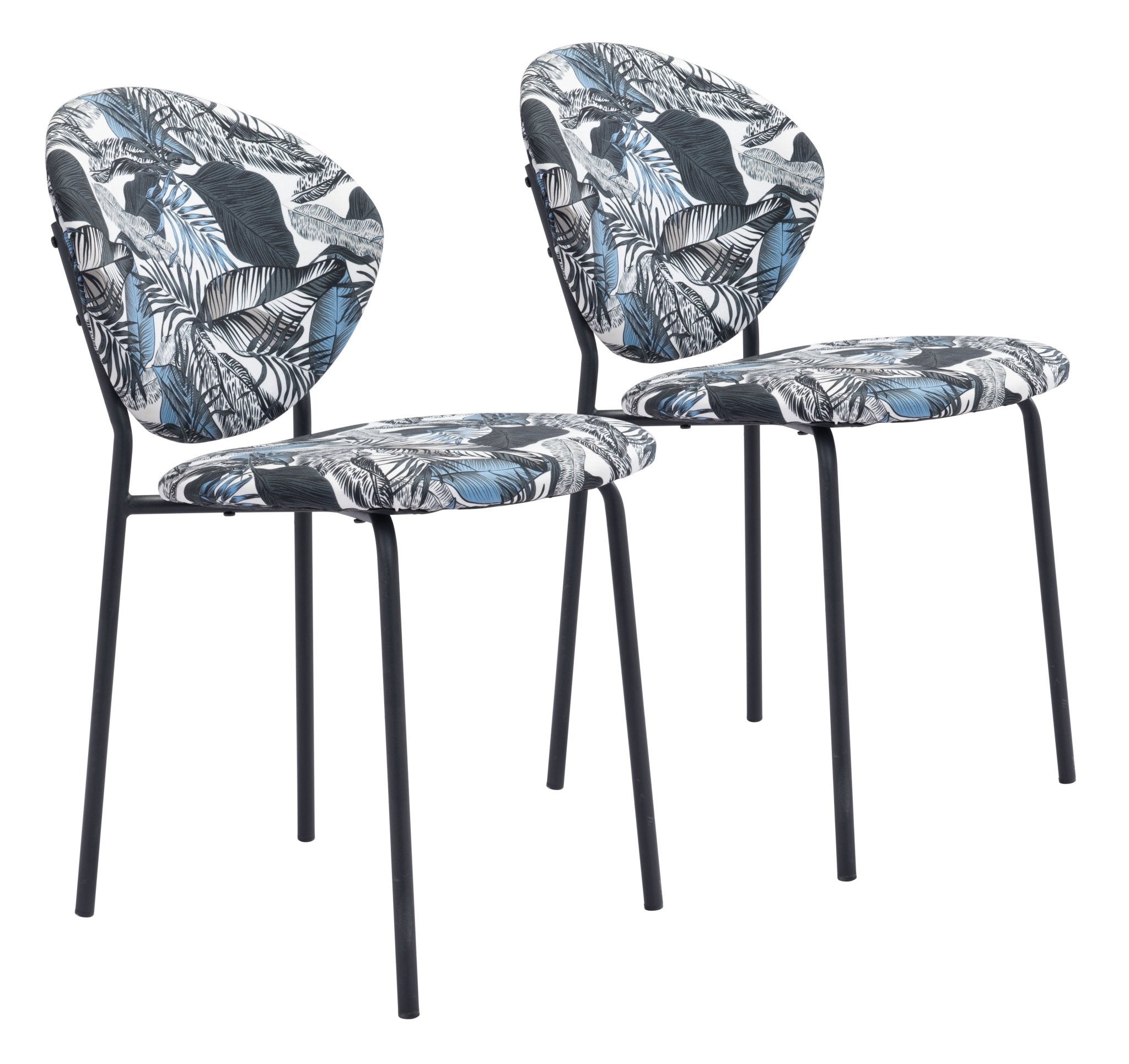 Clyde Dining Chair (Set of 2) Leaf Print & Black - Cozy Roots Decor