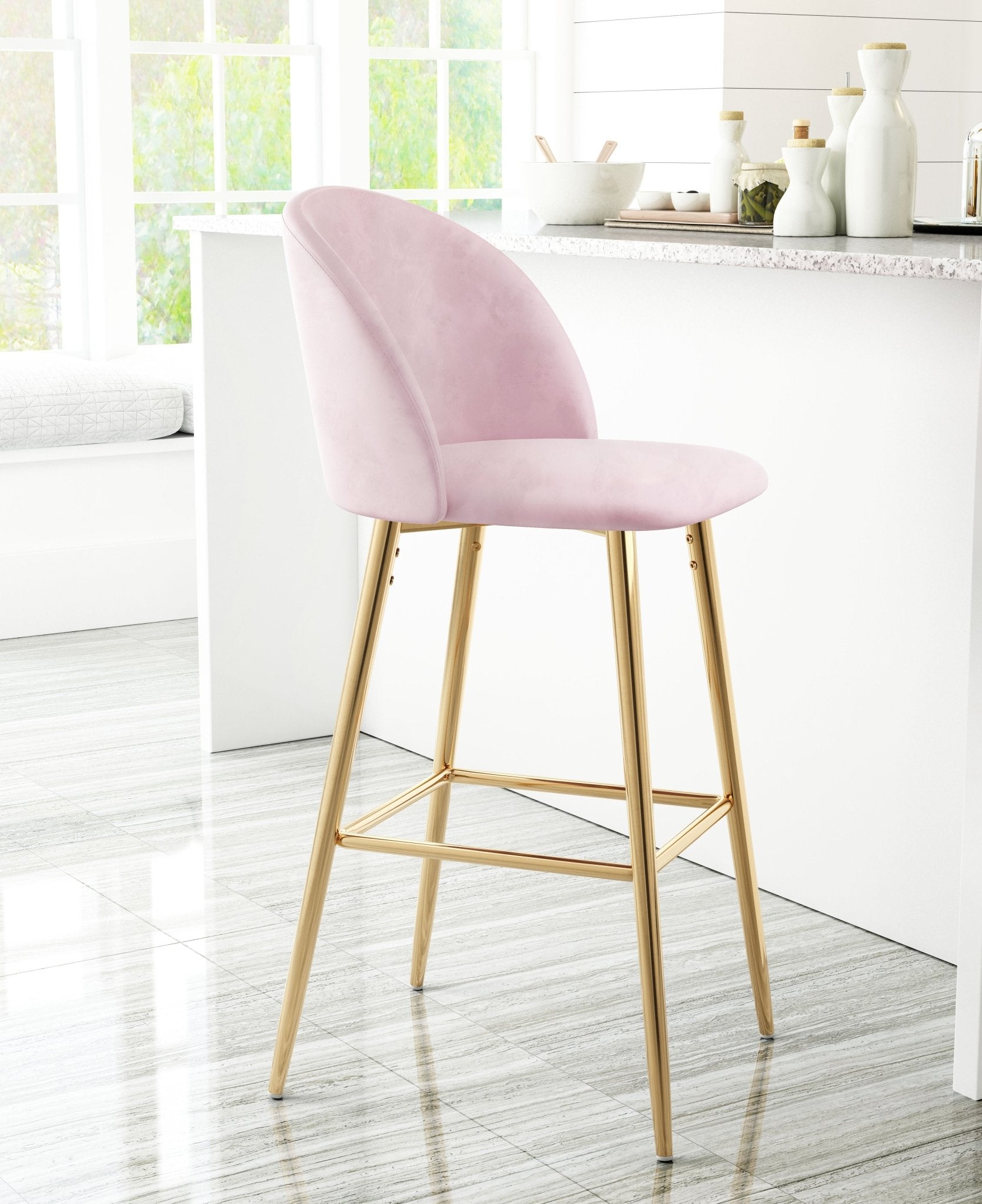 Cozy Barstool Pink & Gold - Cozy Roots Decor