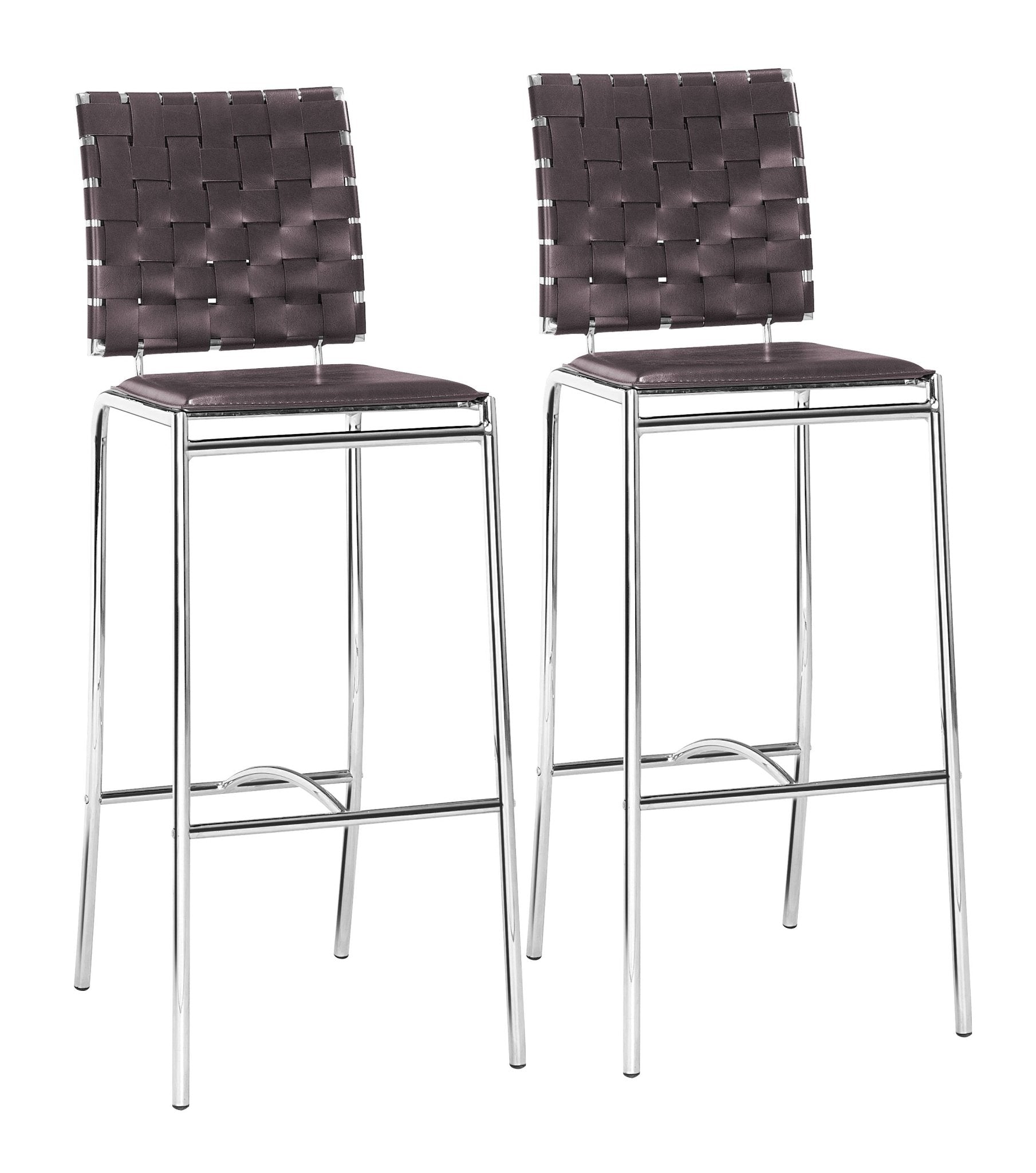 Criss Cross Barstool (Set of 2) Espresso - Cozy Roots Decor
