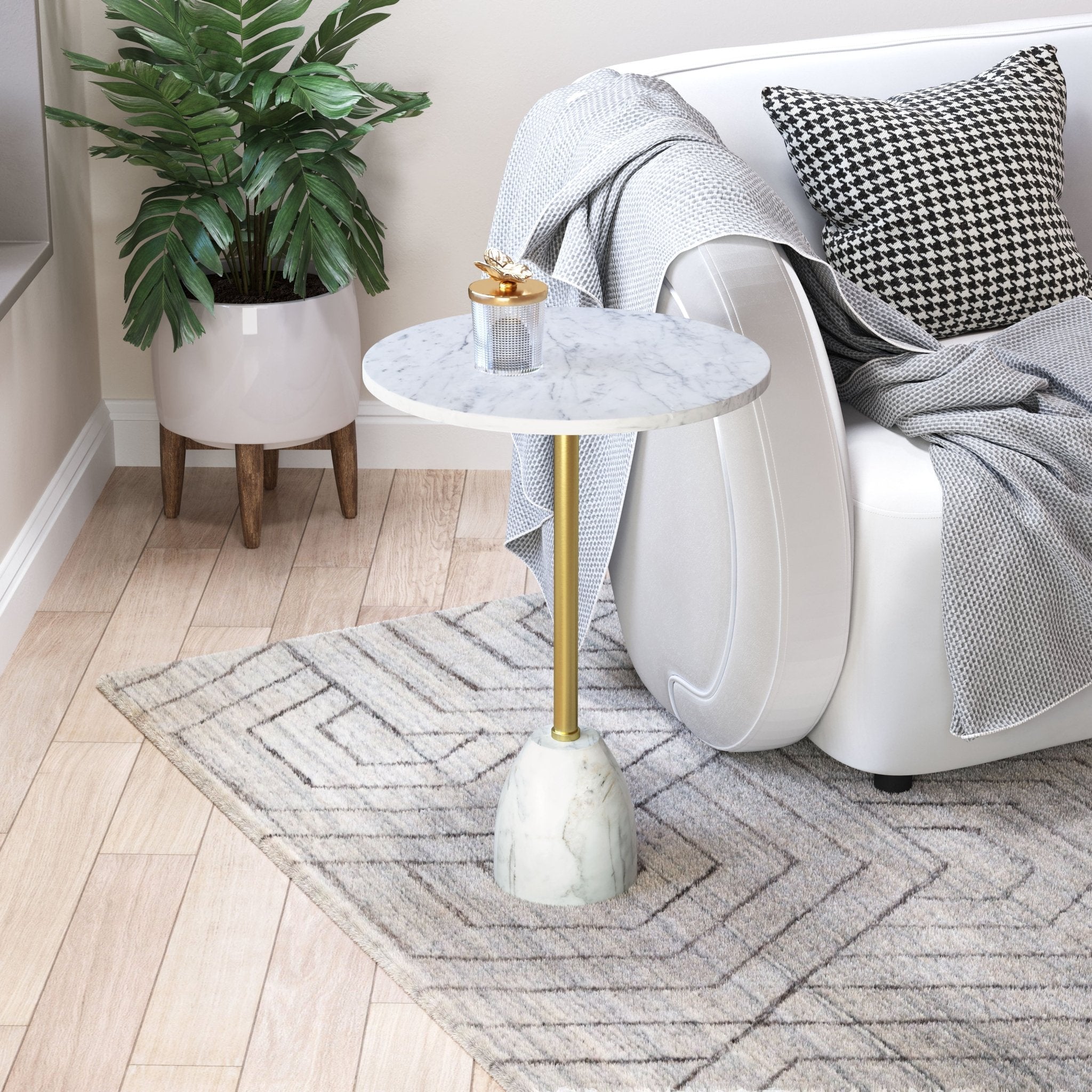 Cynthia Side Table White & Gold - Cozy Roots Decor