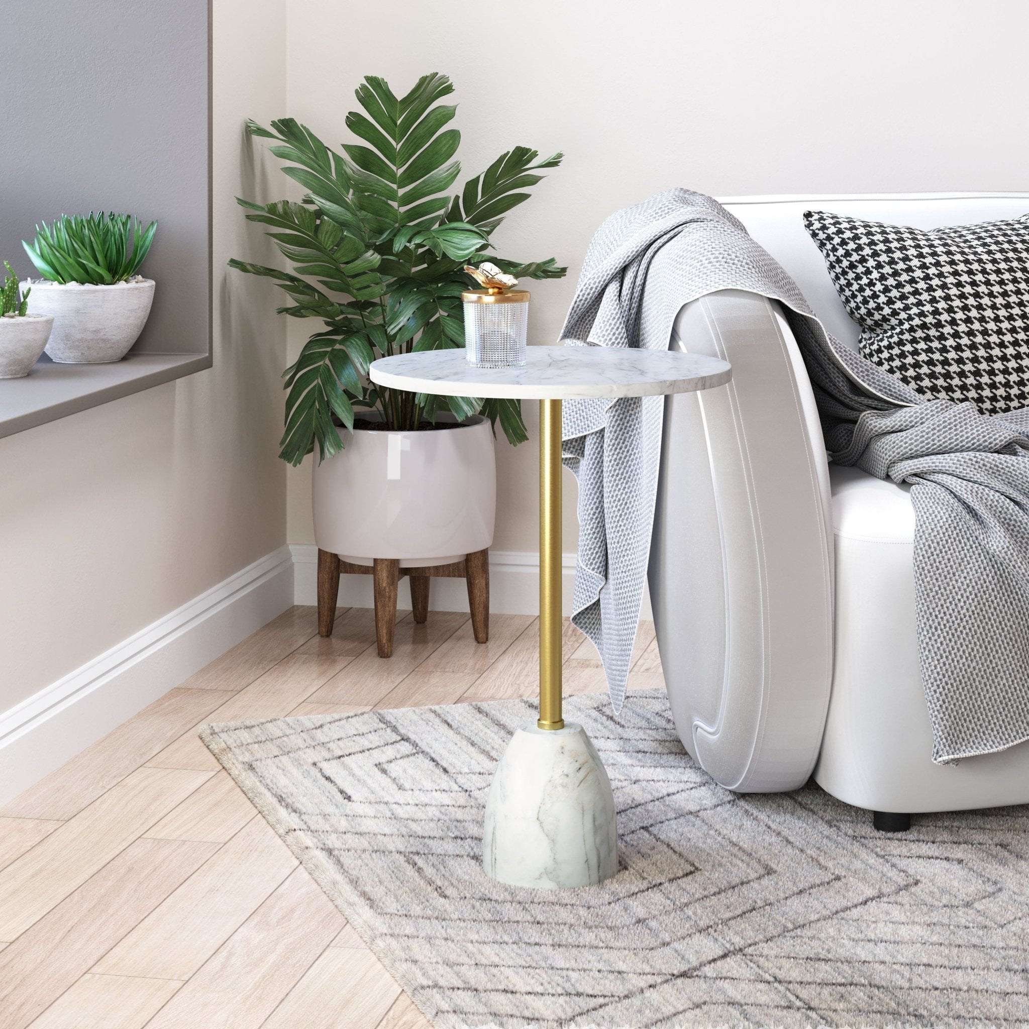 Cynthia Side Table White & Gold - Cozy Roots Decor