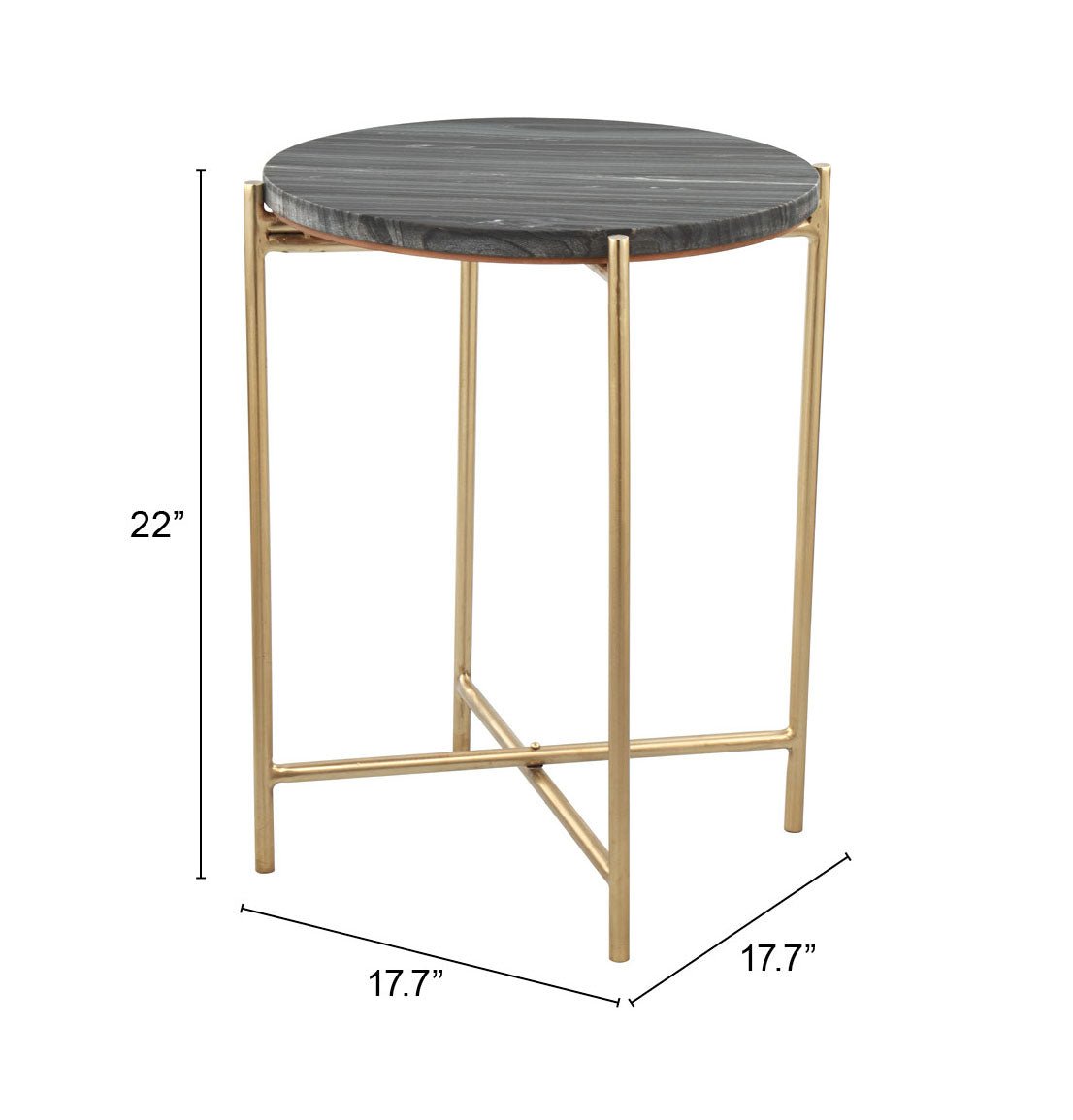 David Side Table Gray & Gold - Cozy Roots Decor