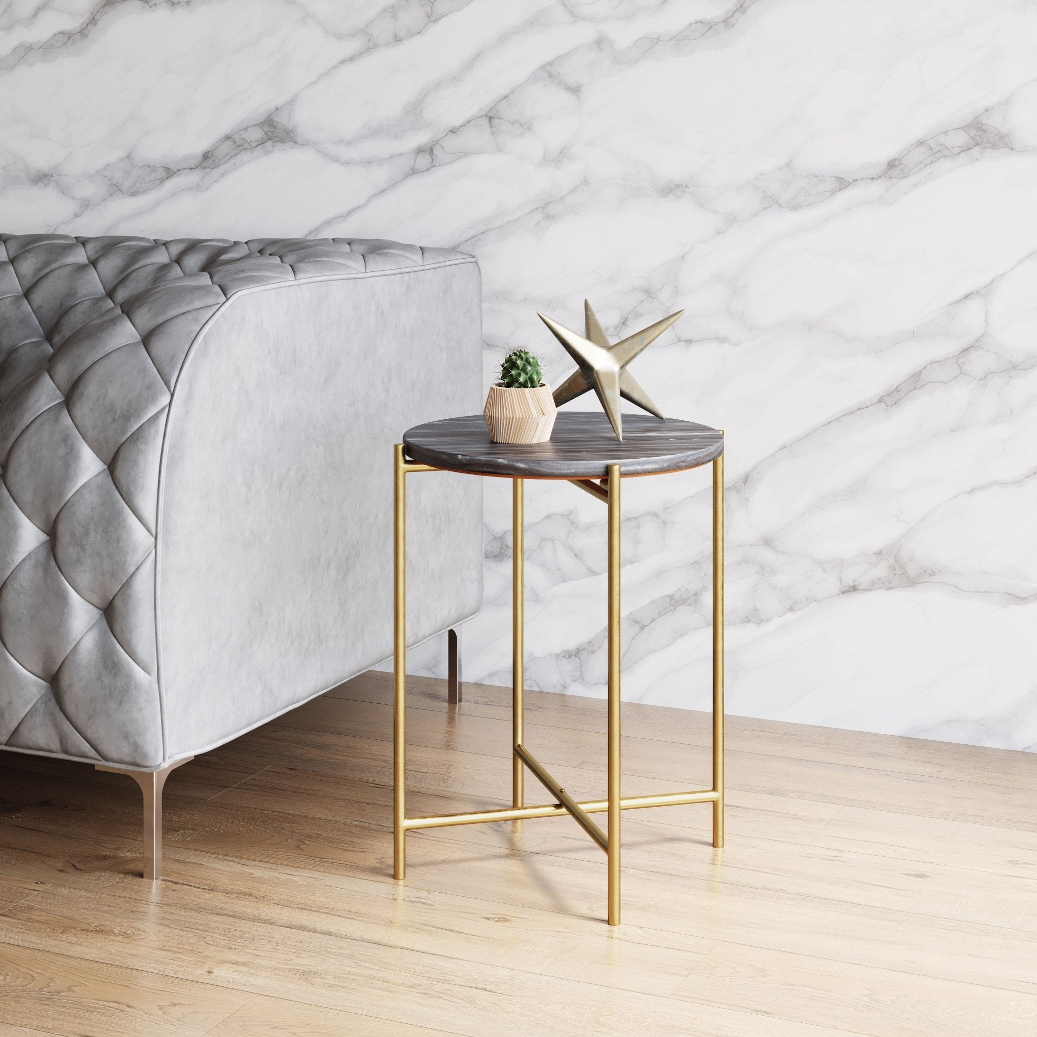 David Side Table Gray & Gold - Cozy Roots Decor