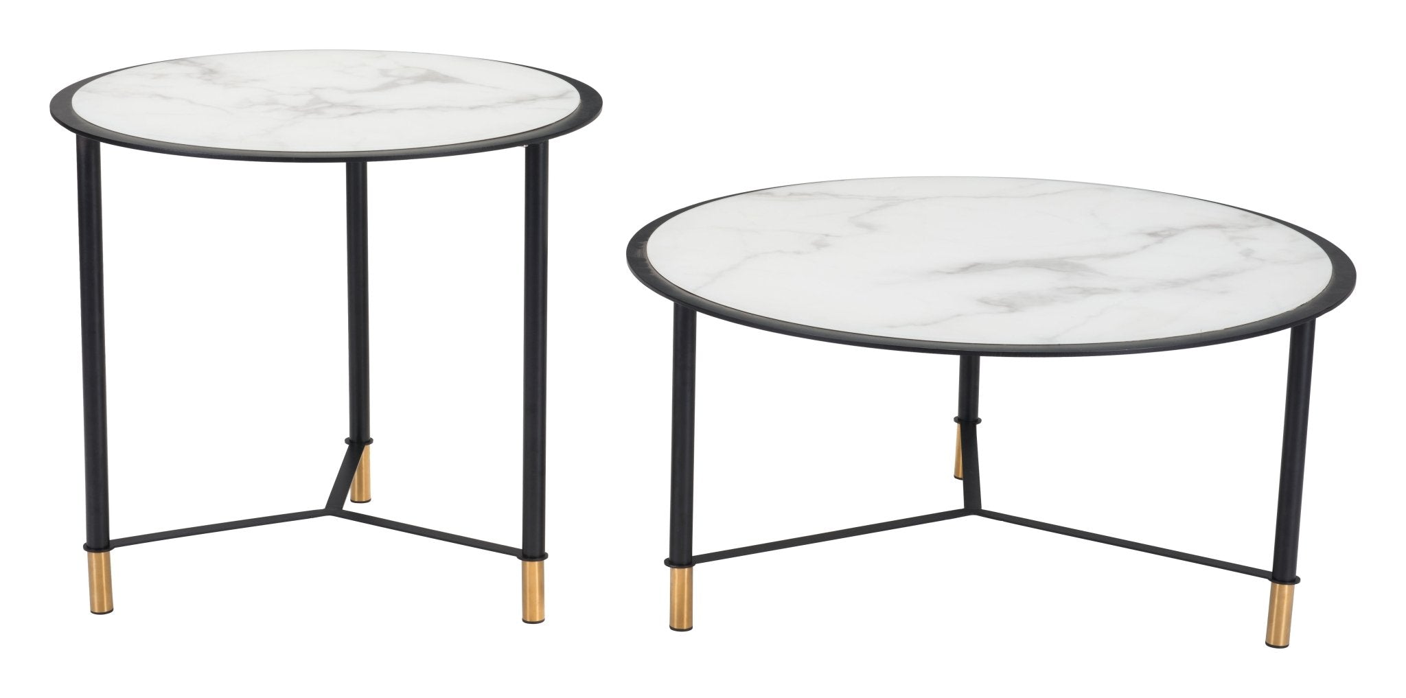 Davis Coffee Table Set (2 - Piece) White & Black - Cozy Roots Decor