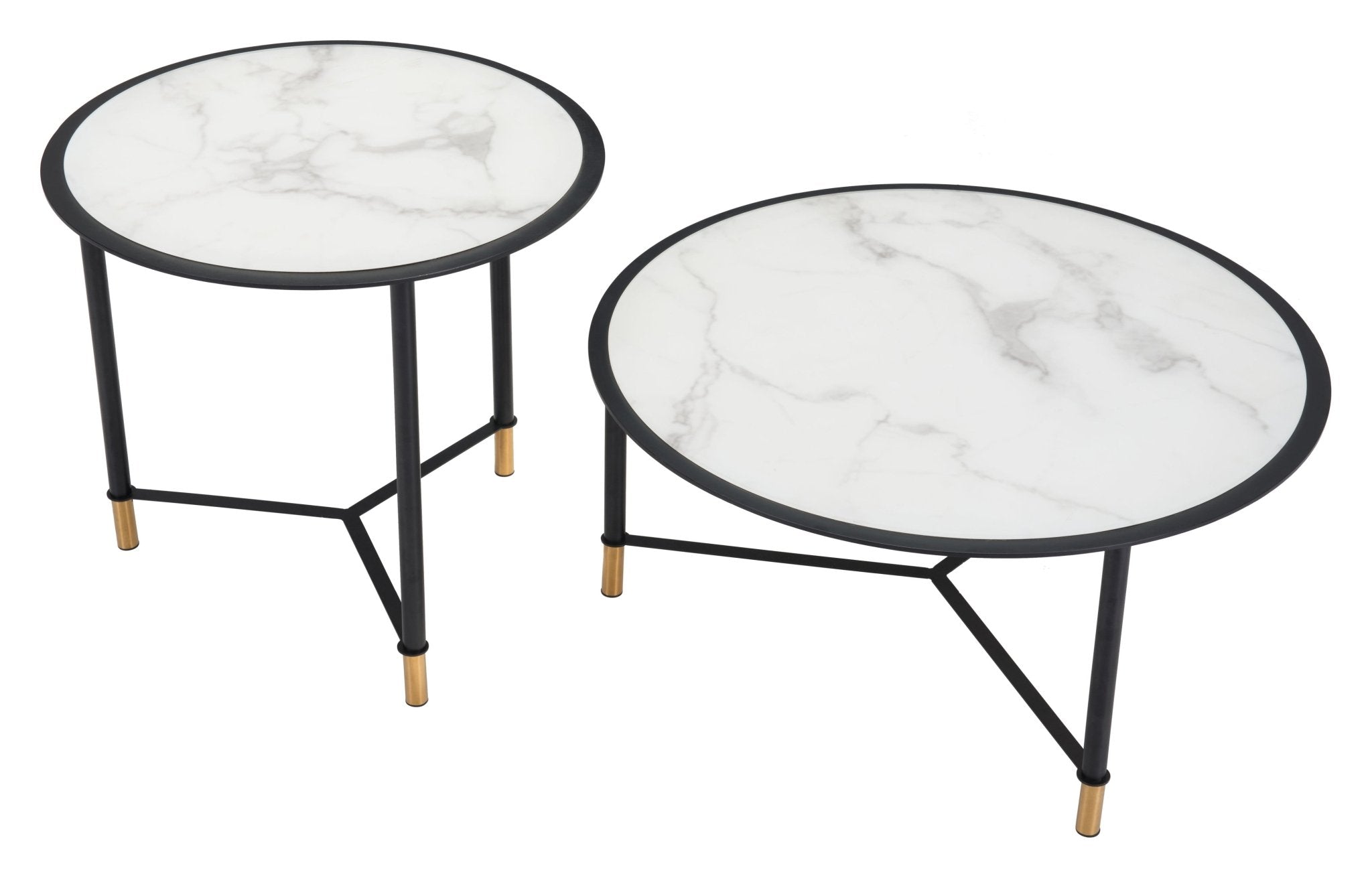Davis Coffee Table Set (2 - Piece) White & Black - Cozy Roots Decor