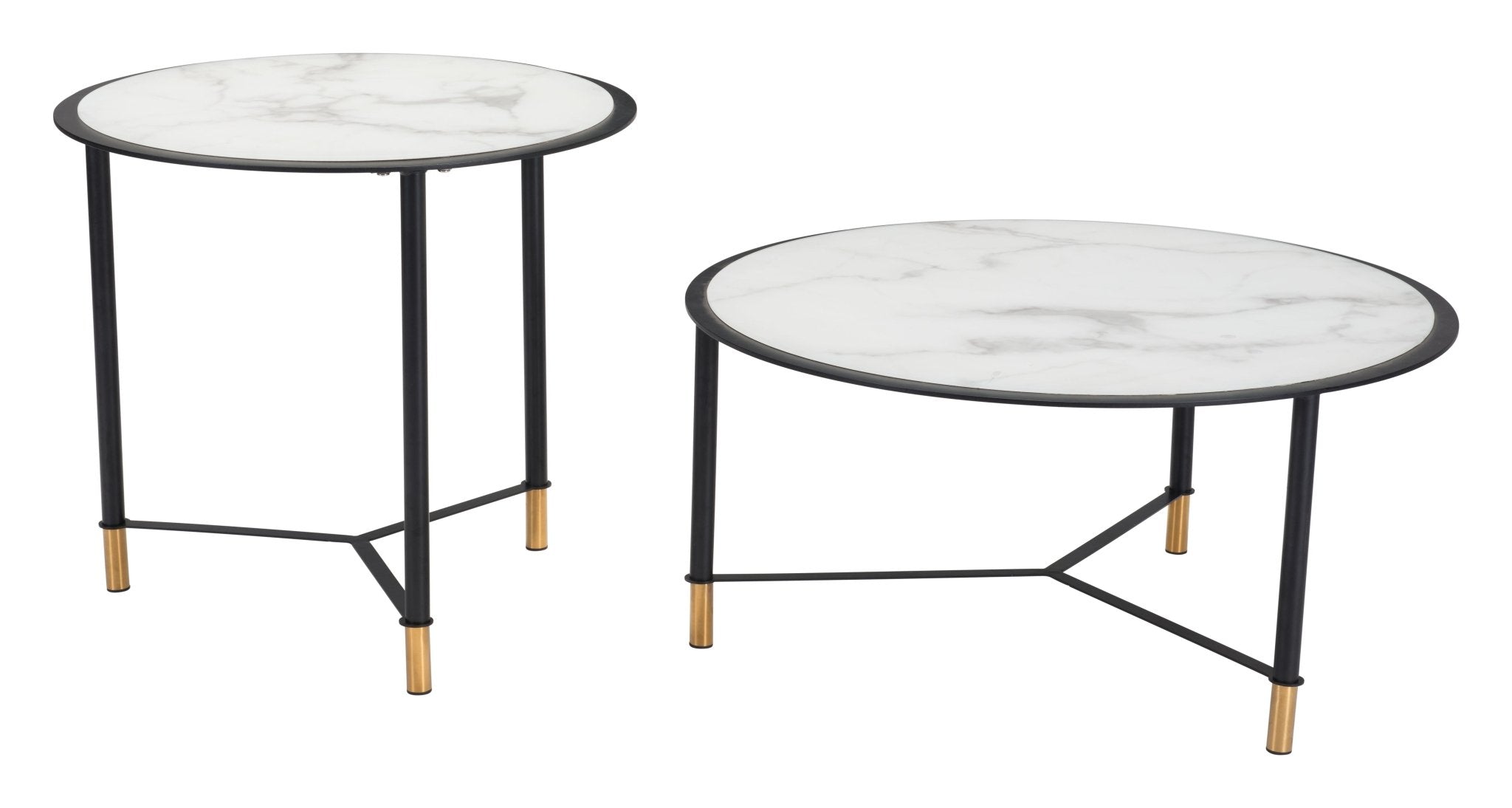 Davis Coffee Table Set (2 - Piece) White & Black - Cozy Roots Decor