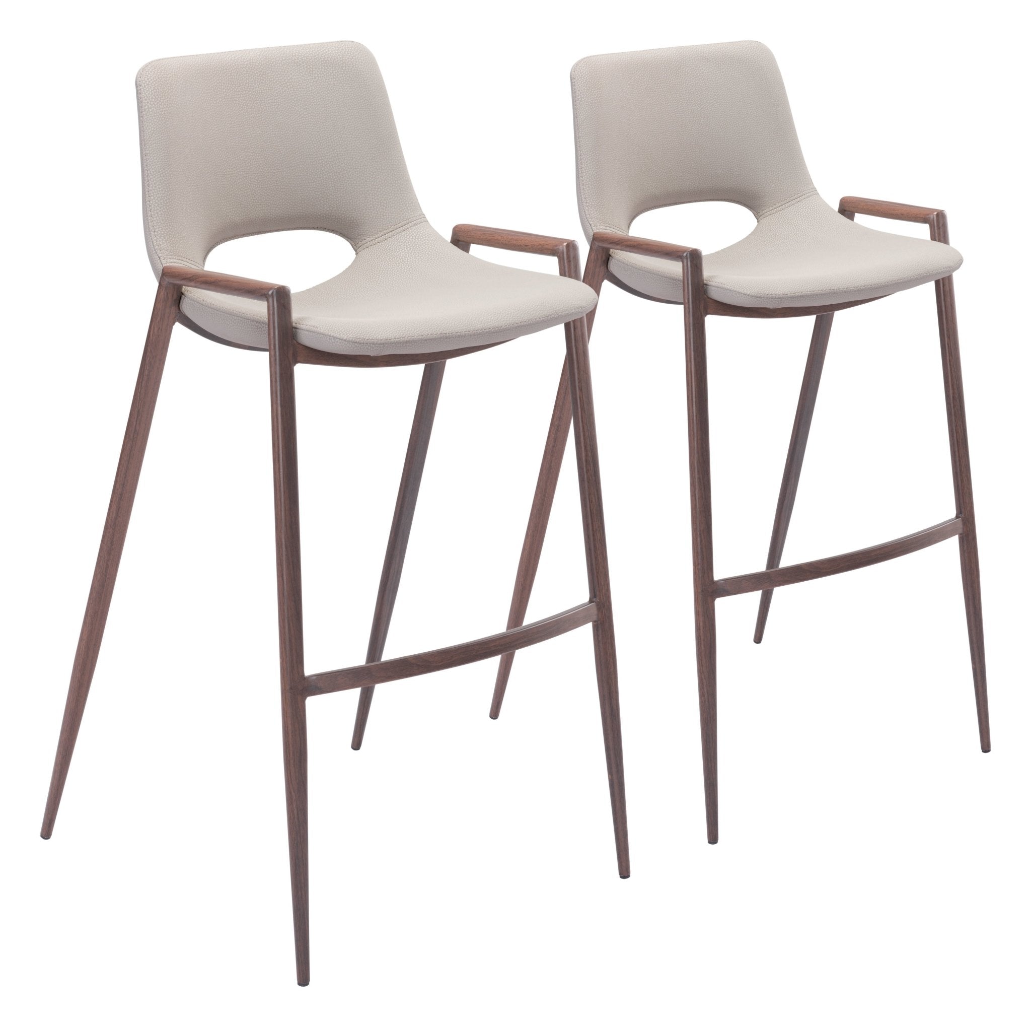 Desi Barstool (Set of 2) Beige & Walnut - Cozy Roots Decor