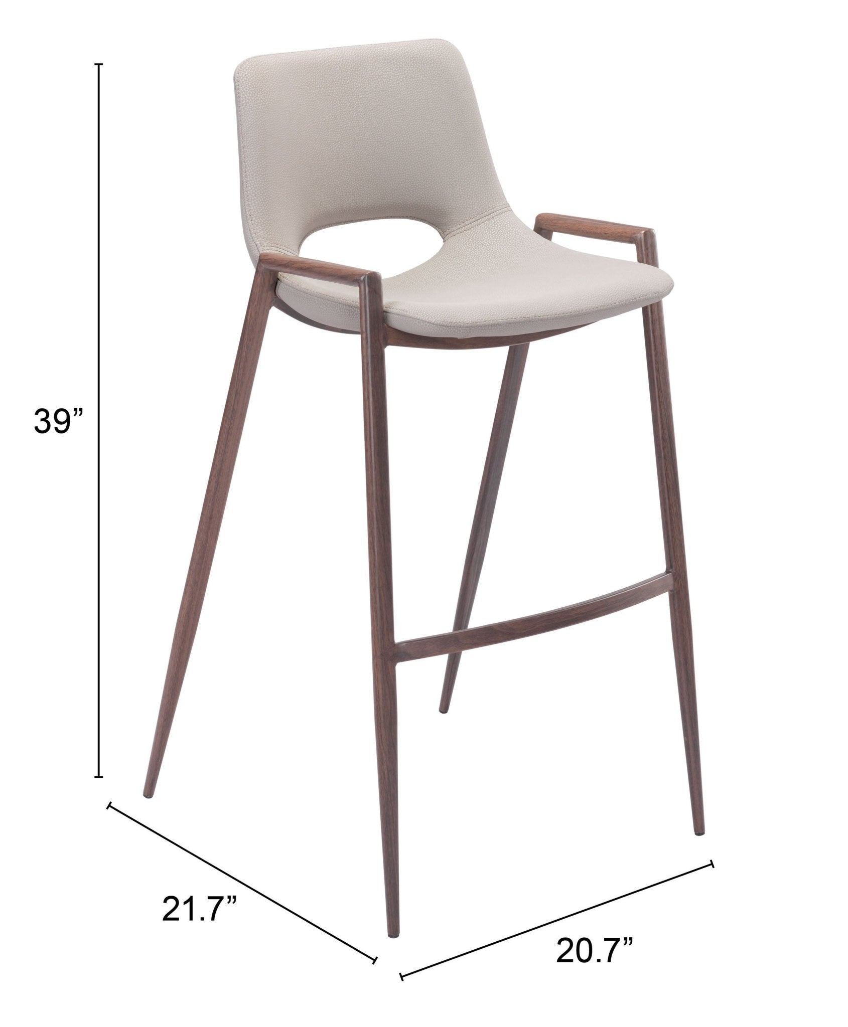 Desi Barstool (Set of 2) Beige & Walnut - Cozy Roots Decor