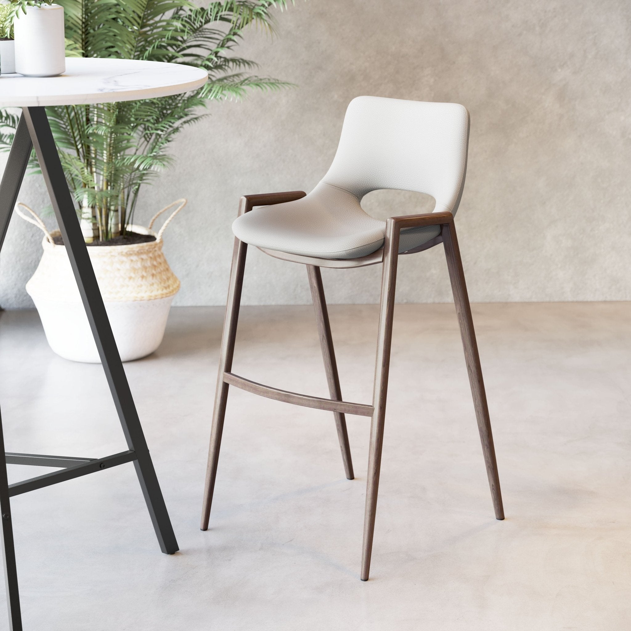 Desi Barstool (Set of 2) Beige & Walnut - Cozy Roots Decor