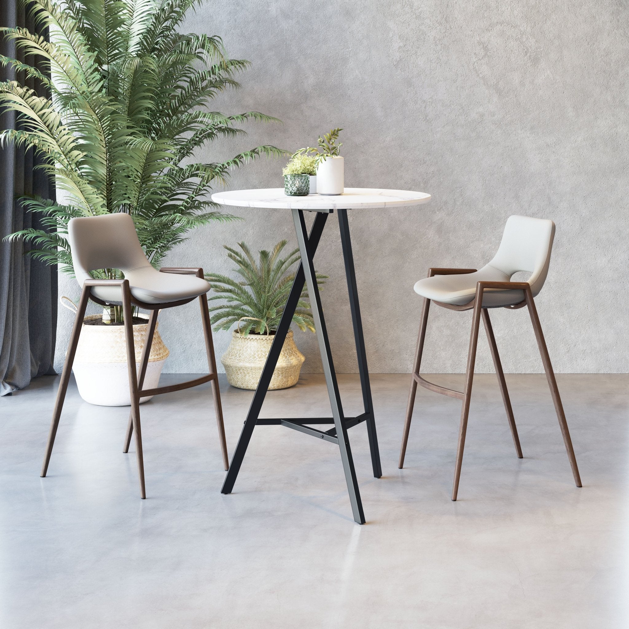 Desi Barstool (Set of 2) Beige & Walnut - Cozy Roots Decor