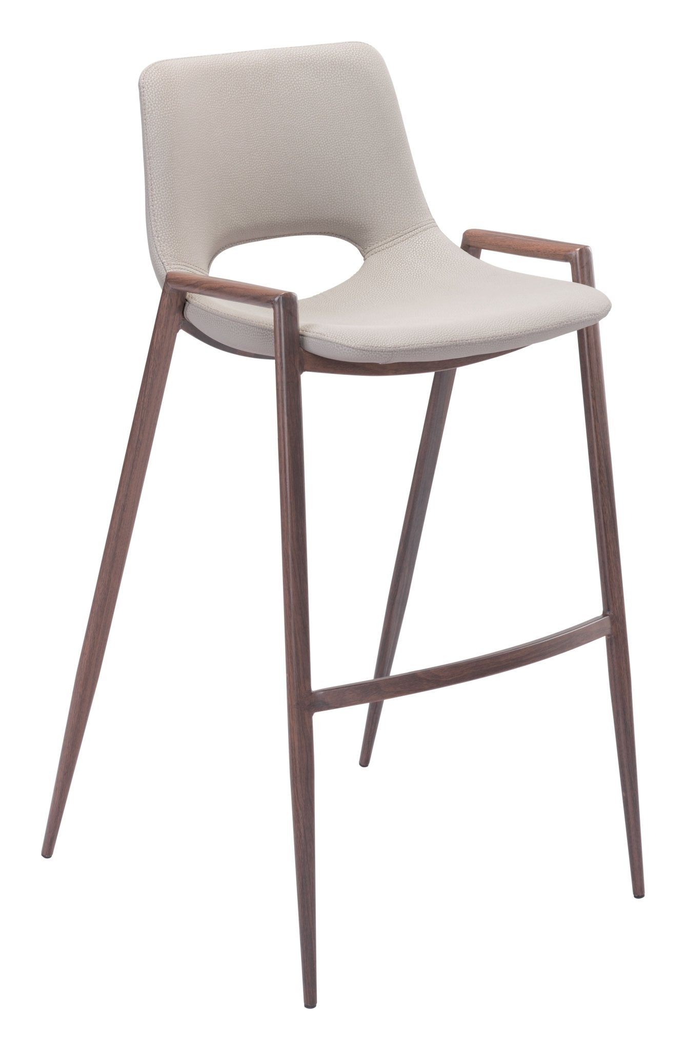 Desi Barstool (Set of 2) Beige & Walnut - Cozy Roots Decor