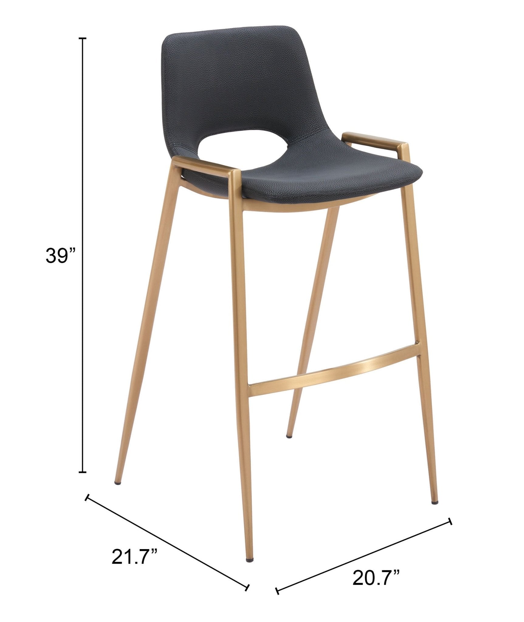 Desi Barstool (Set of 2) Black & Gold - Cozy Roots Decor