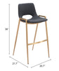 Desi Barstool (Set of 2) Black & Gold - Cozy Roots Decor