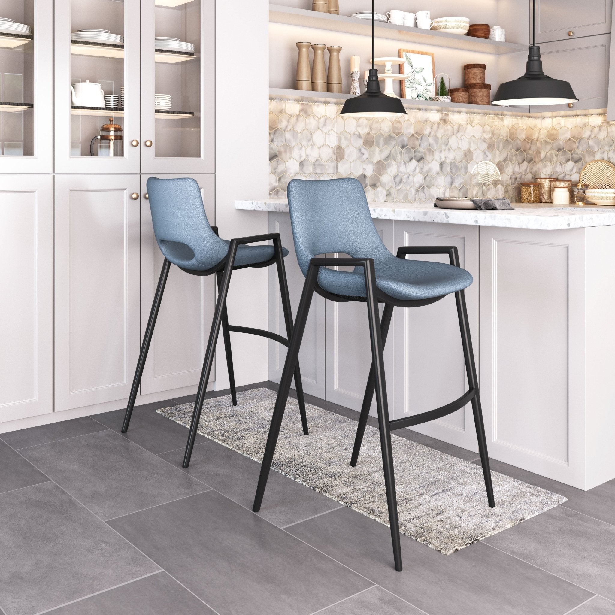 Desi Barstool (Set of 2) Blue - Cozy Roots Decor