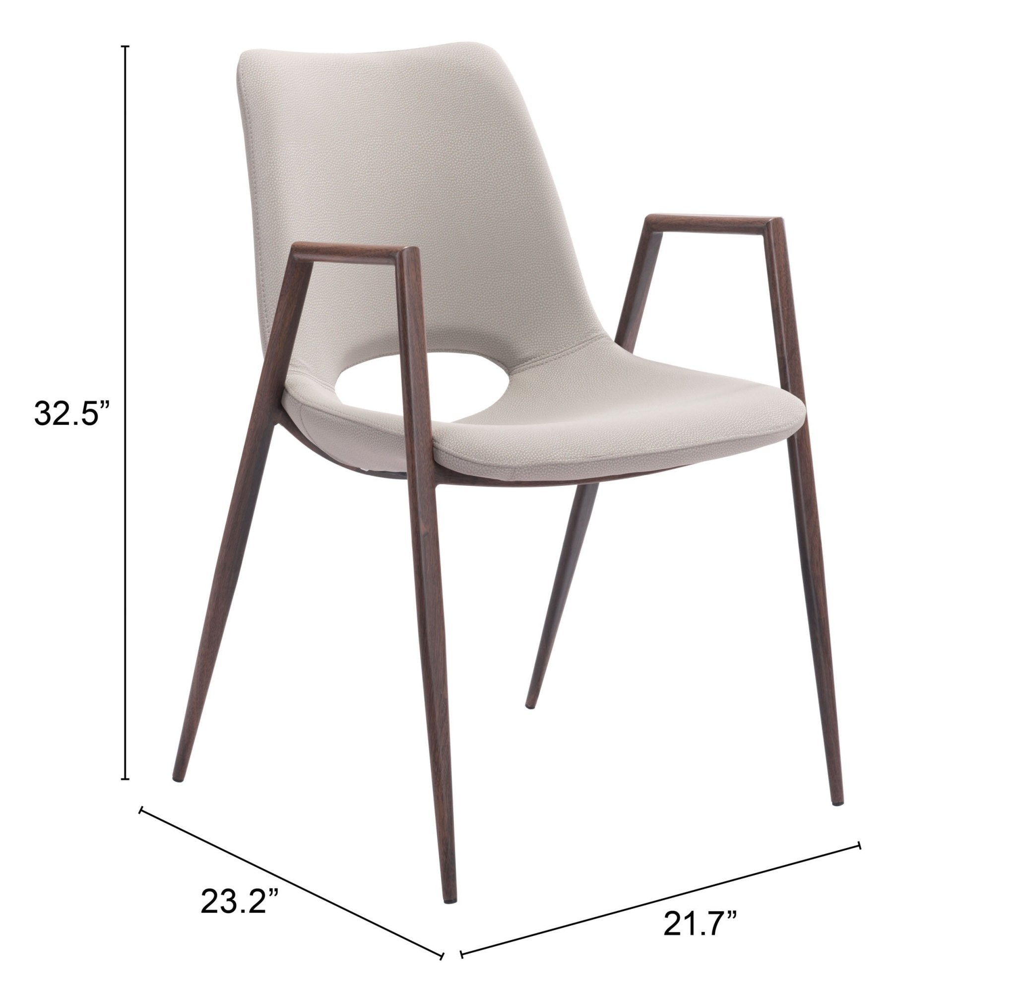 Desi Dining Chair (Set of 2) Beige & Walnut - Cozy Roots Decor