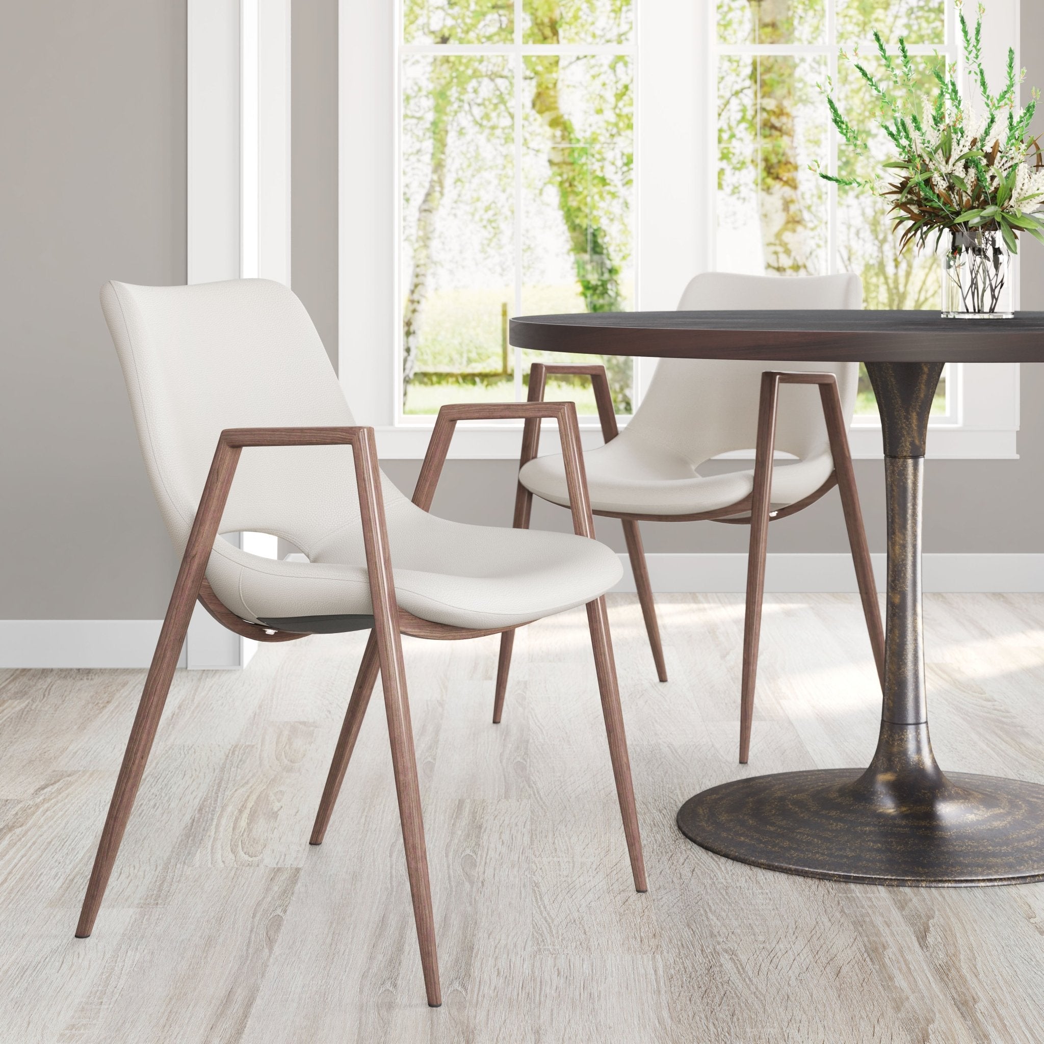 Desi Dining Chair (Set of 2) Beige & Walnut - Cozy Roots Decor