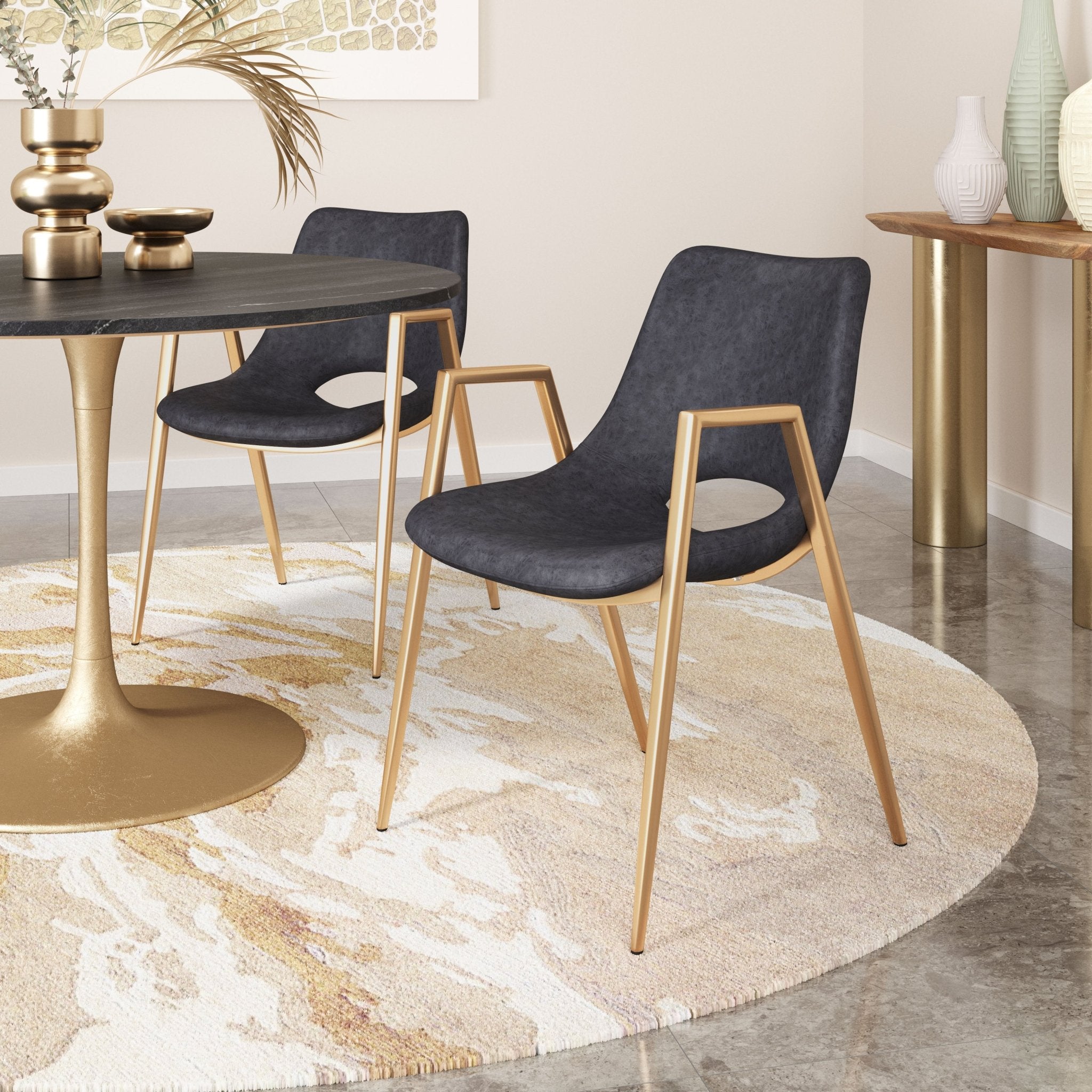 Desi Dining Chair (Set of 2) Black & Gold - Cozy Roots Decor